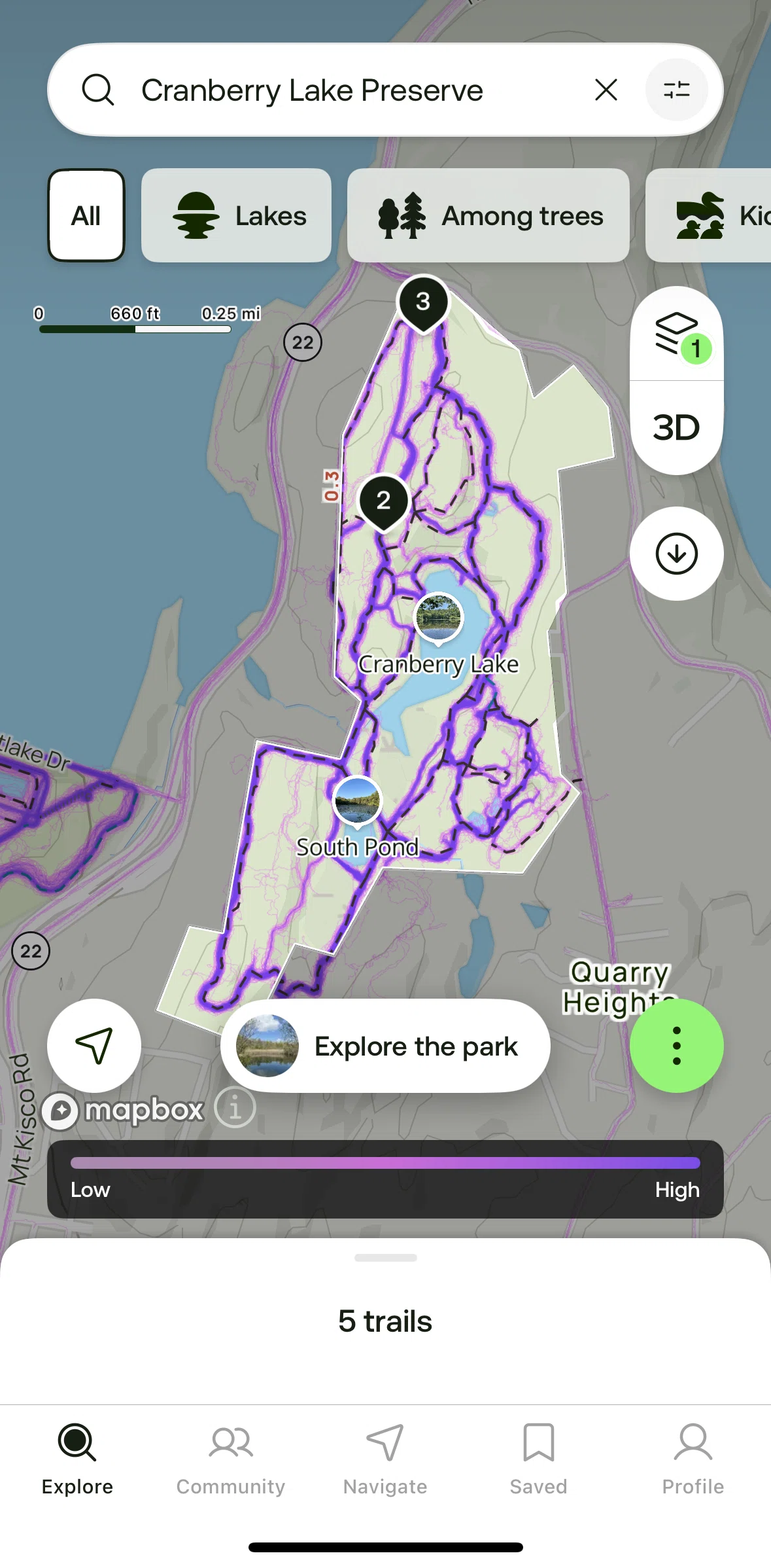Alltrails Screen screen in the Giving feedback for community heatmap flow