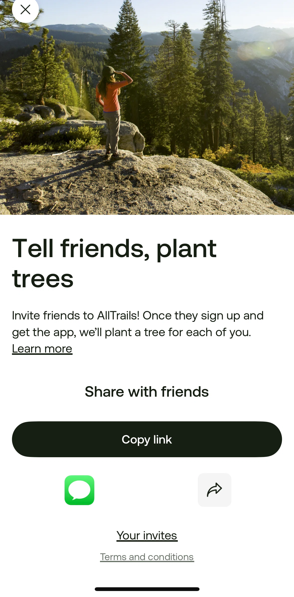 Alltrails Screen screen in the Invites flow