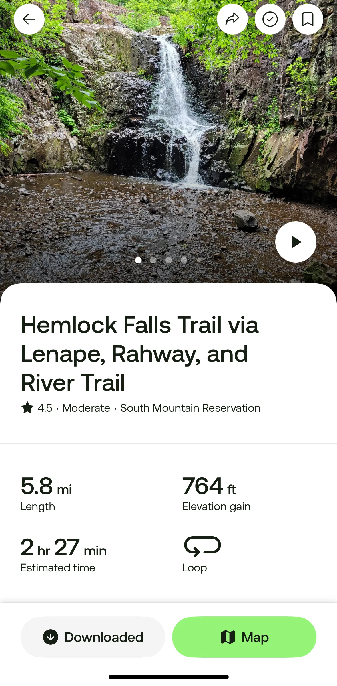 Alltrails Screen screen in the Map flow
