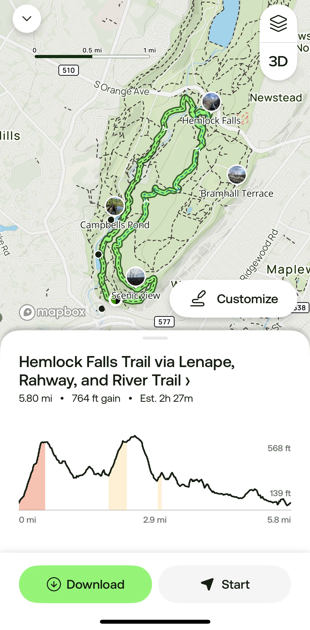 Alltrails Screen screen in the Show a precipitation overlay (Free) flow