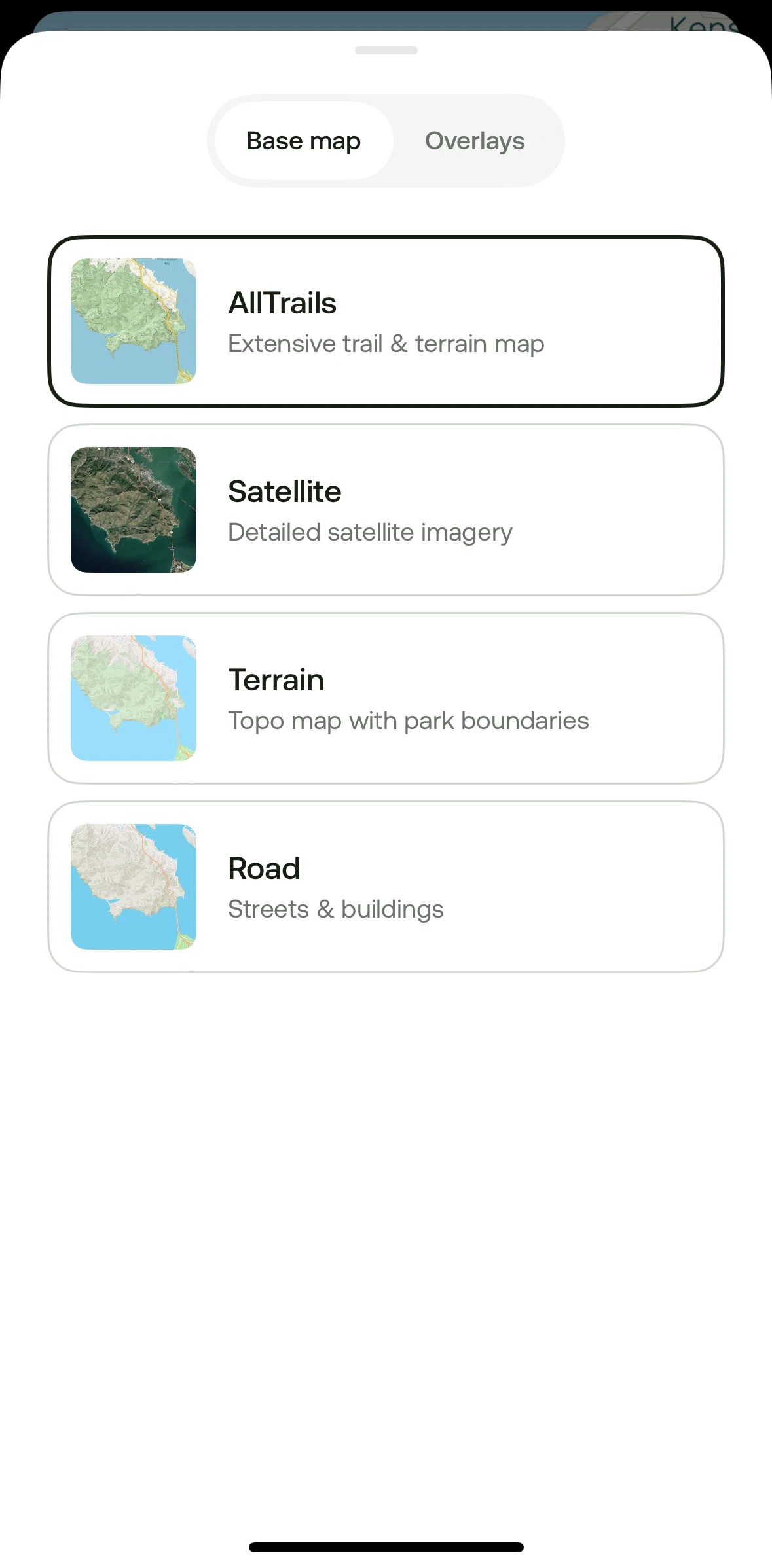 Alltrails Screen screen in the Show community heatmap (Free) flow