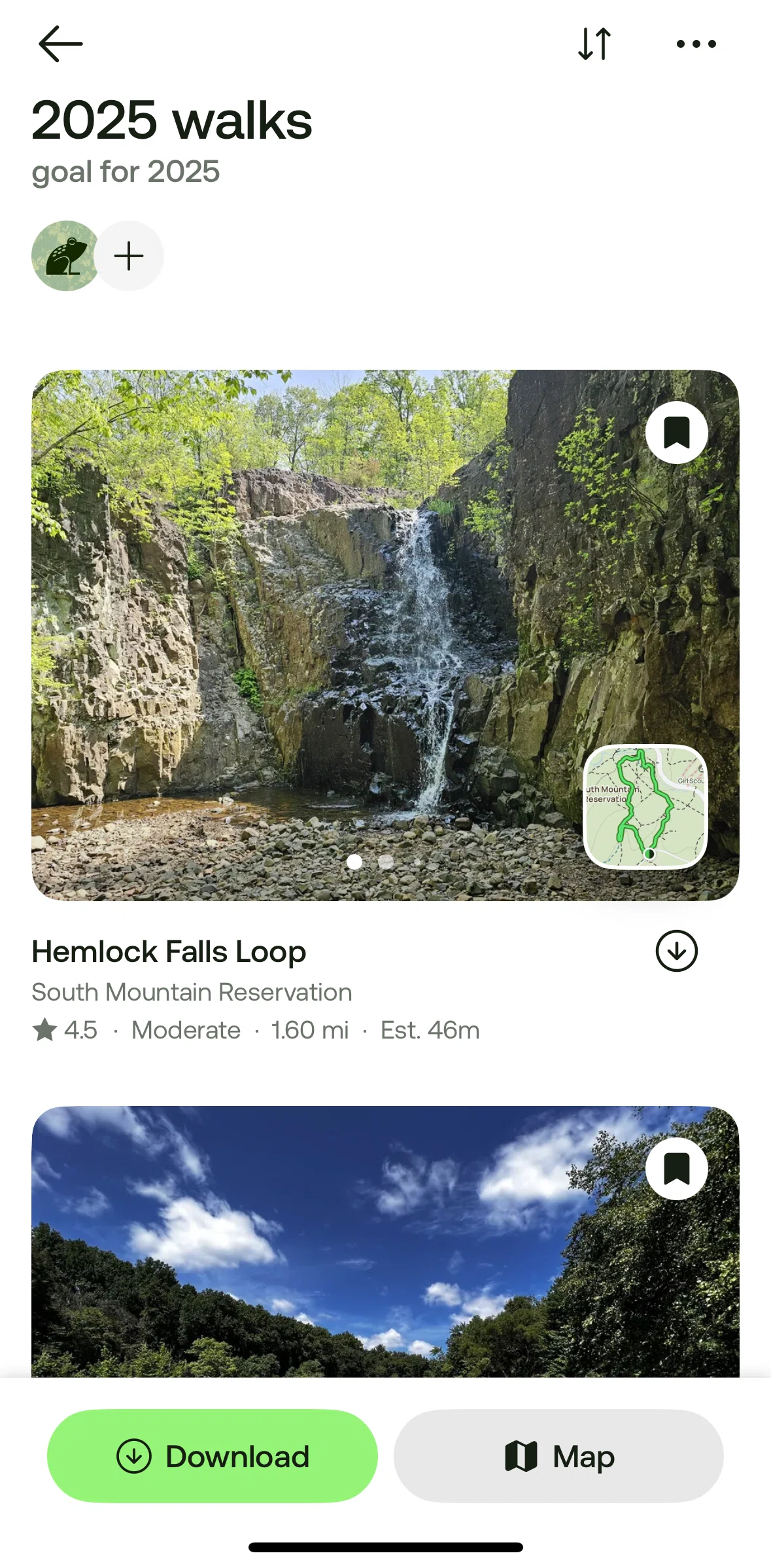 Alltrails Screen screen in the Sorting trails flow