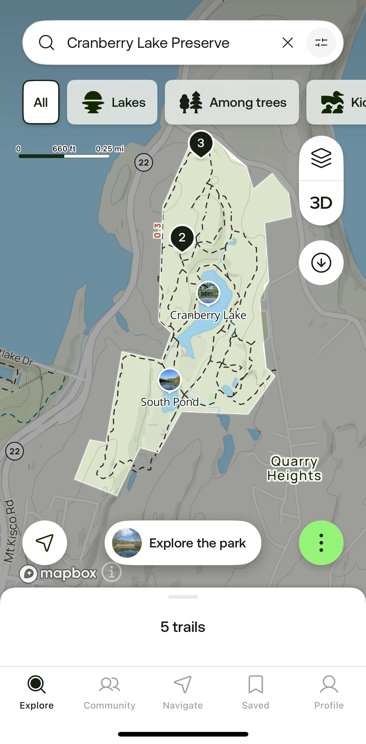 Alltrails Screen screen in the Switching to 3D view (Plus, Peak) flow
