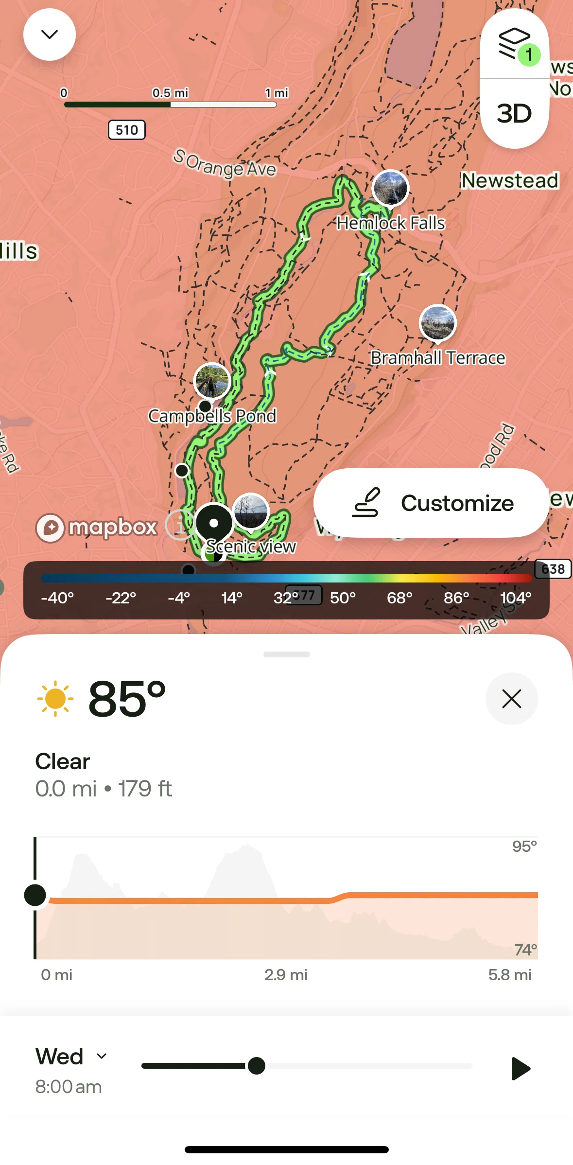 Alltrails Screen screen in the Watching a weather map flow