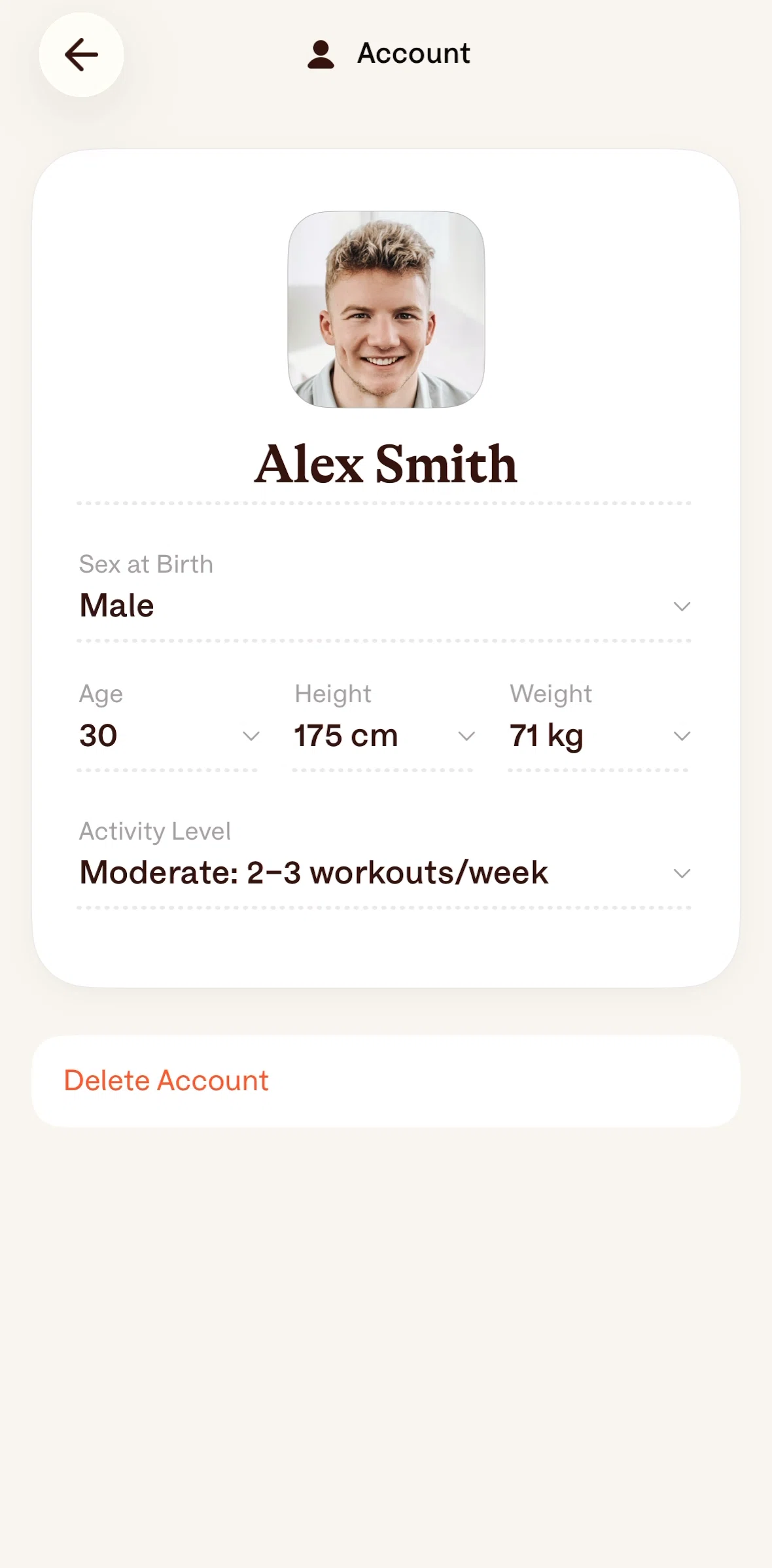 Alma Screen screen in the Deleting account flow