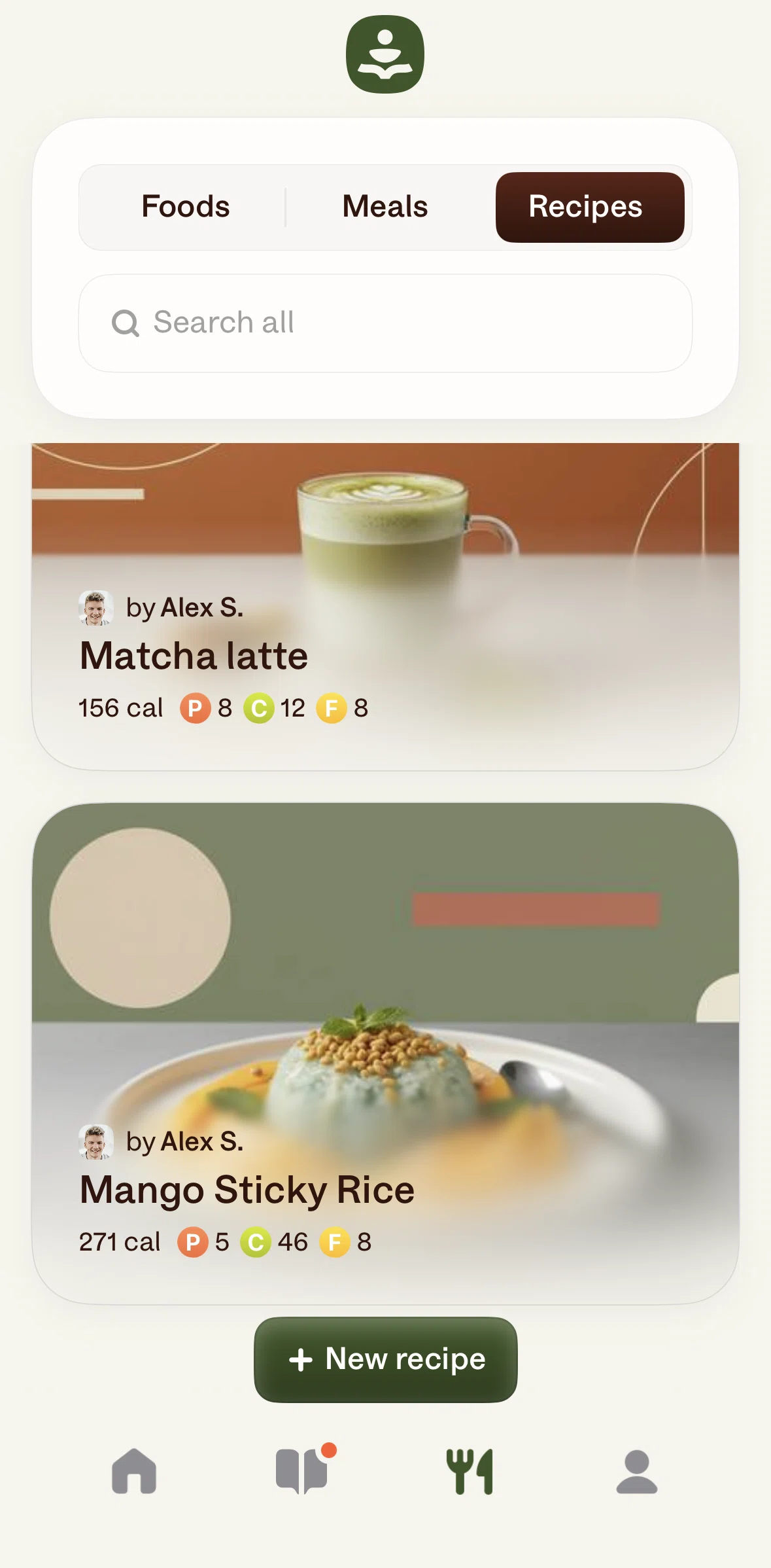 Alma Screen screen in the Recipe detail flow