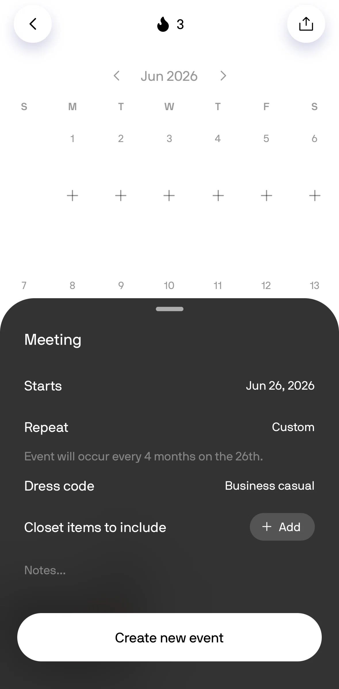 Alta Screen screen in the Adding closet items flow