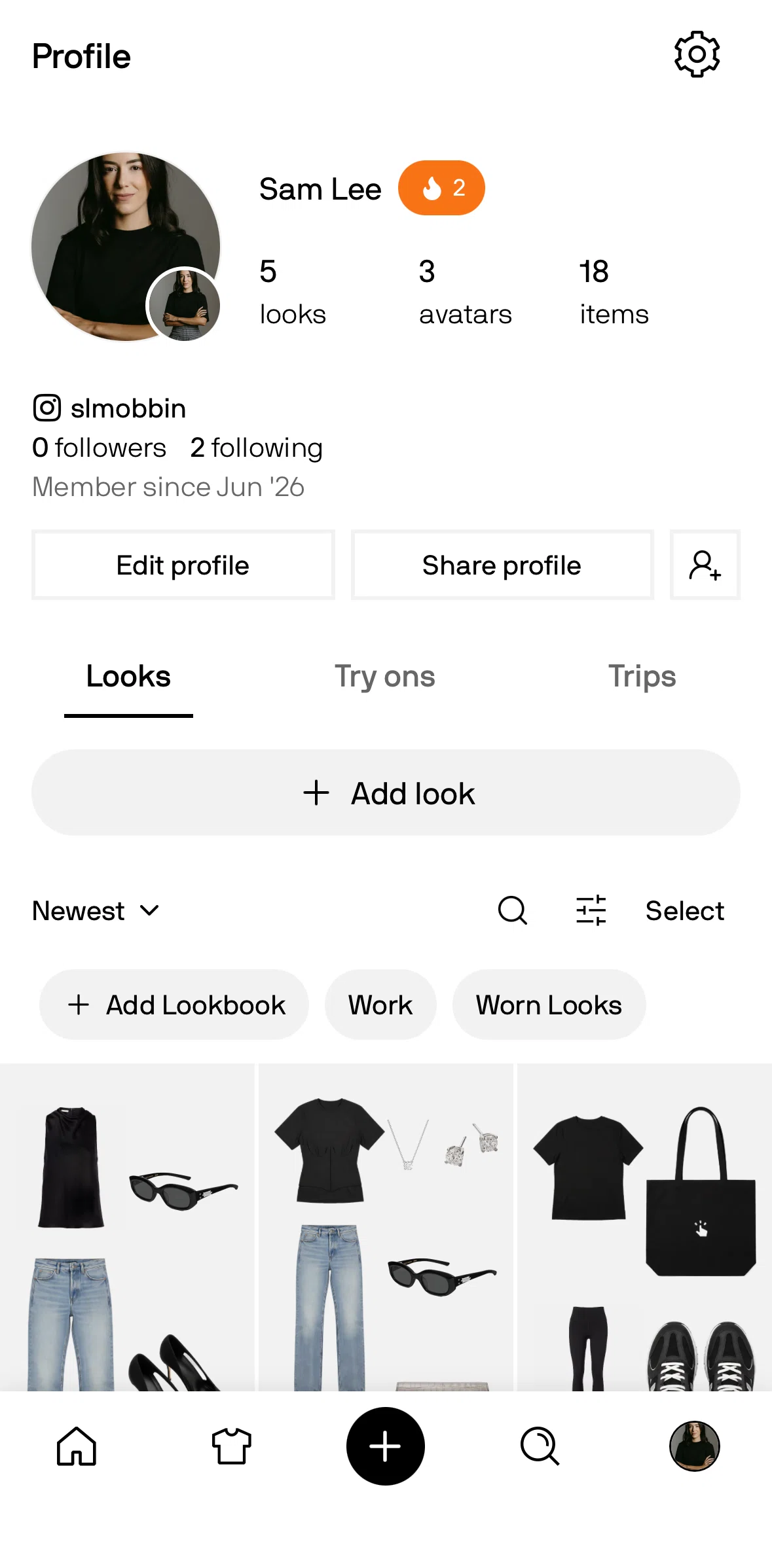 Alta Screen screen in the Creating a lookbook (profile) flow