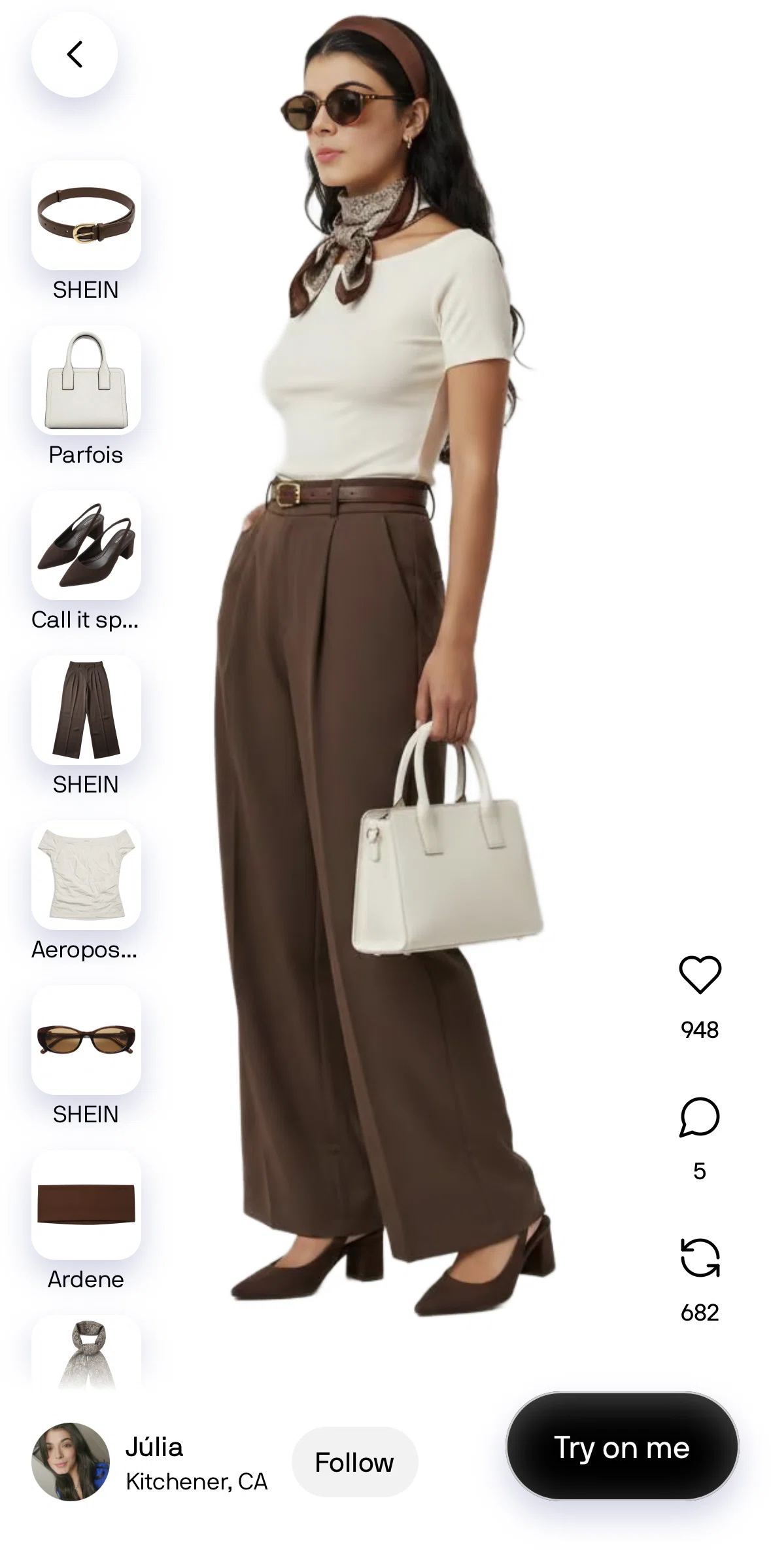 Alta Screen screen in the Liking a look flow