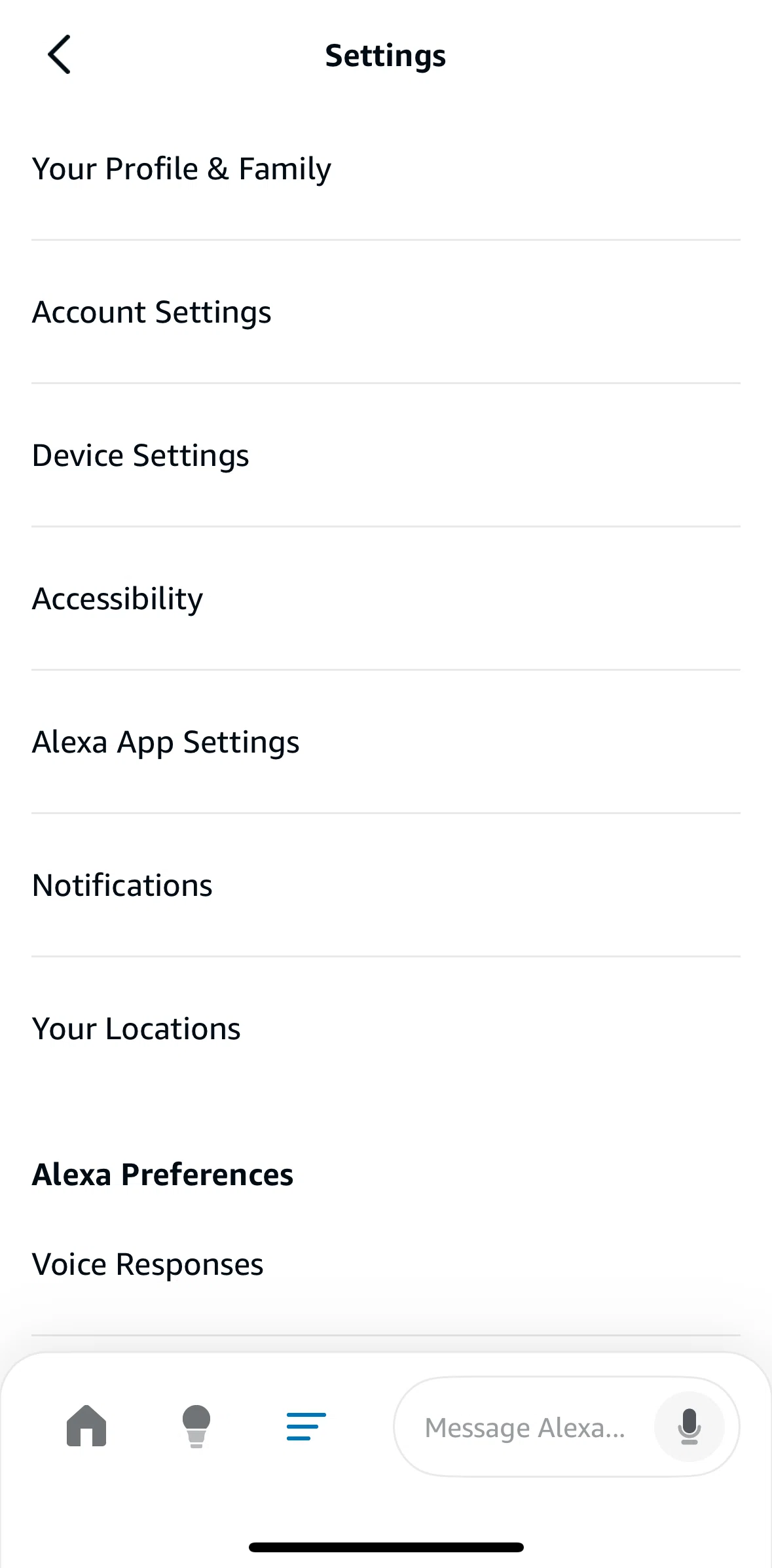 Amazon Alexa Screen screen in the Account settings flow