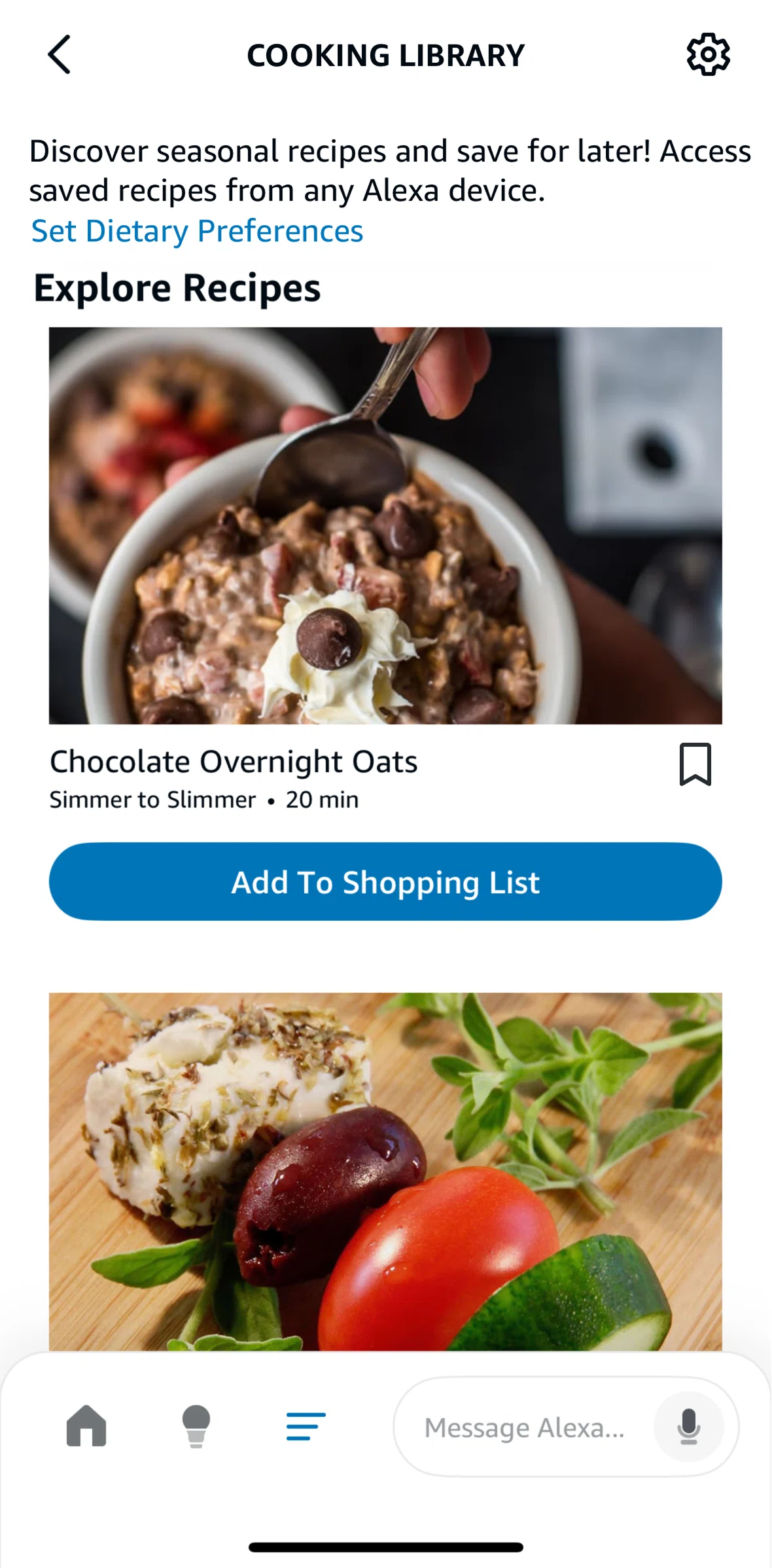 Amazon Alexa Screen screen in the Adding to shopping list flow