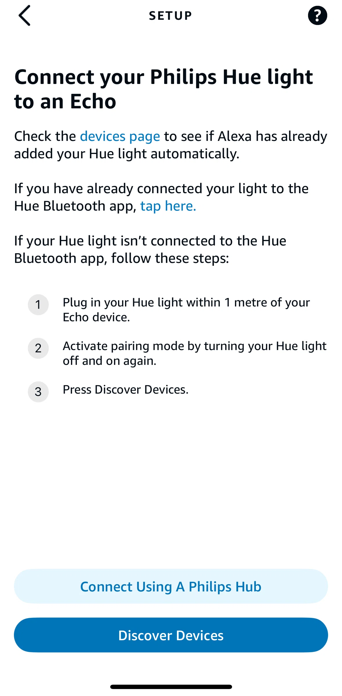 Amazon Alexa Screen screen in the Connect using bluetooth device flow