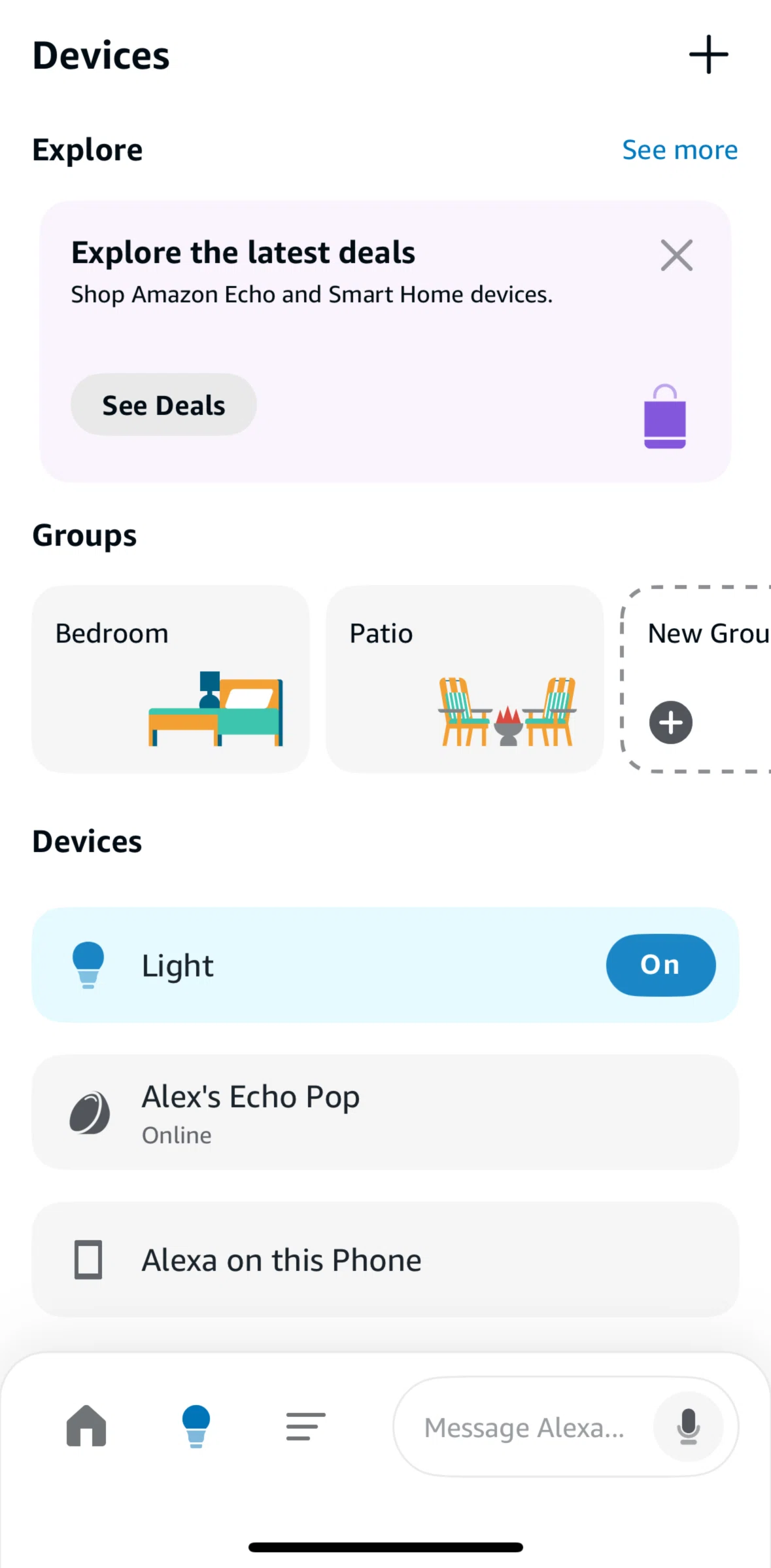 Amazon Alexa Screen screen in the Editing a group flow