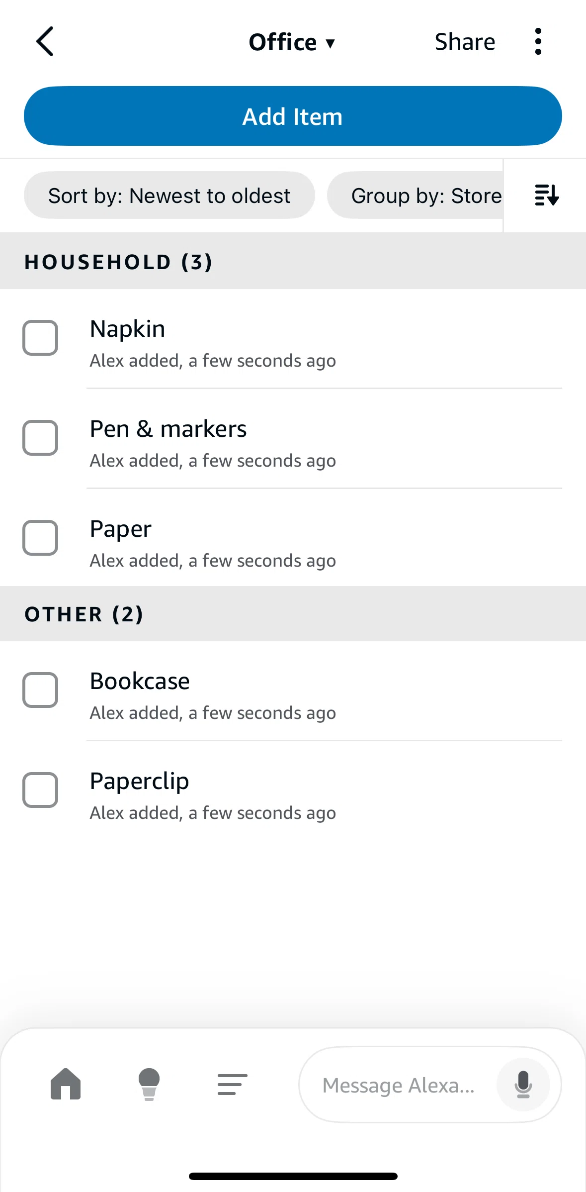 Amazon Alexa Screen screen in the Marking as complete flow