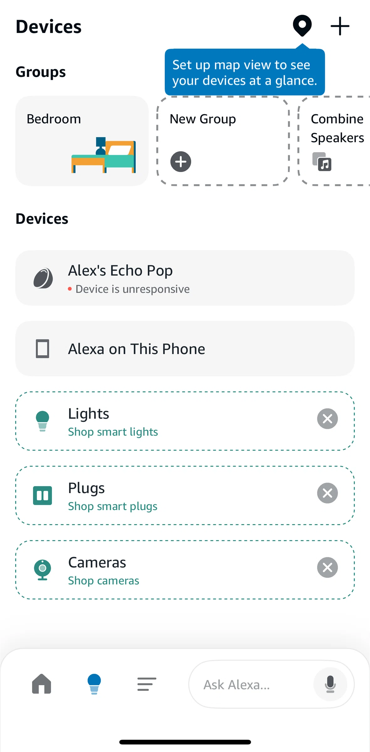 Amazon Alexa Screen screen in the Setting up lights flow