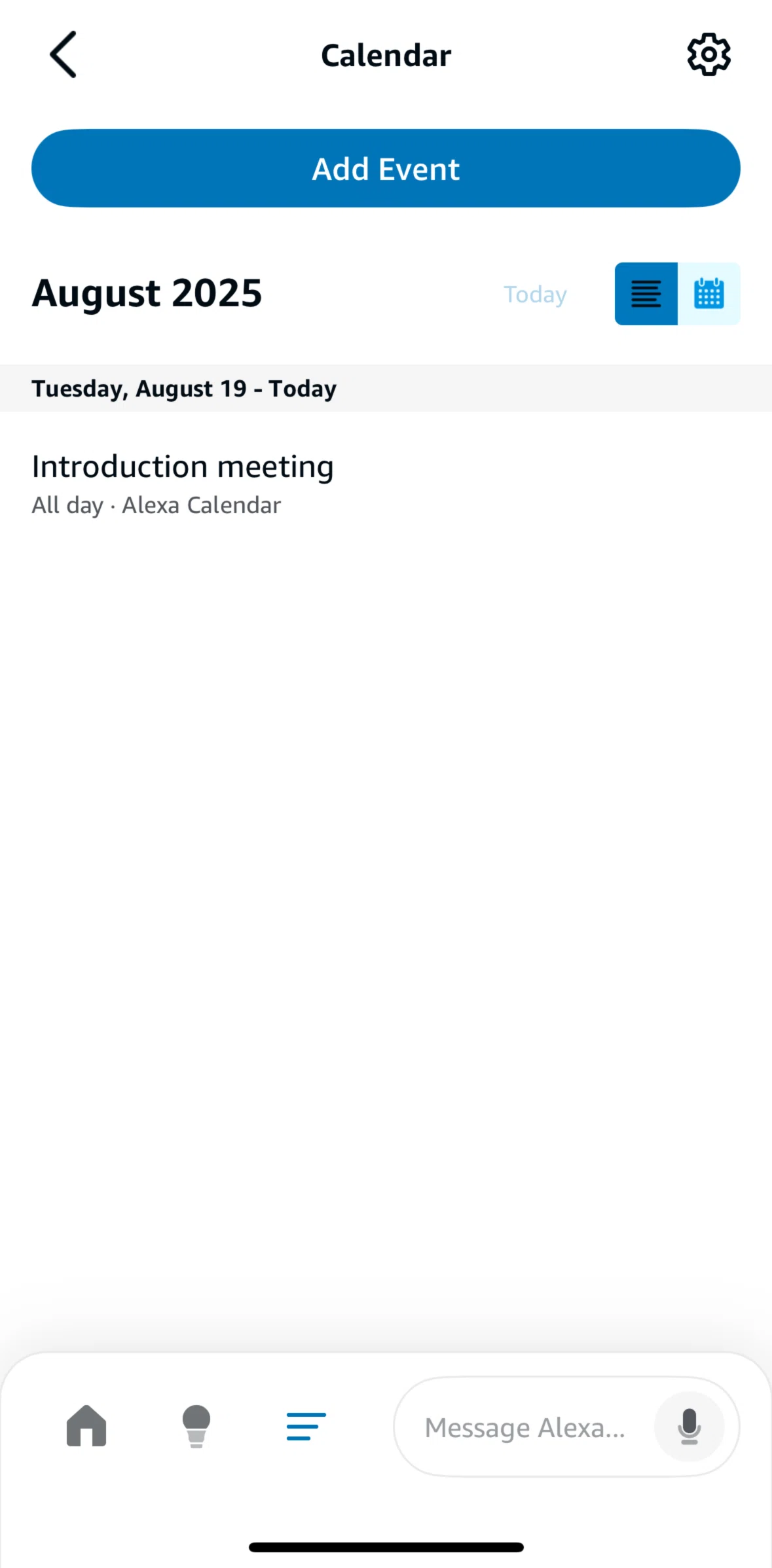 Amazon Alexa Screen screen in the Switching to calendar view flow