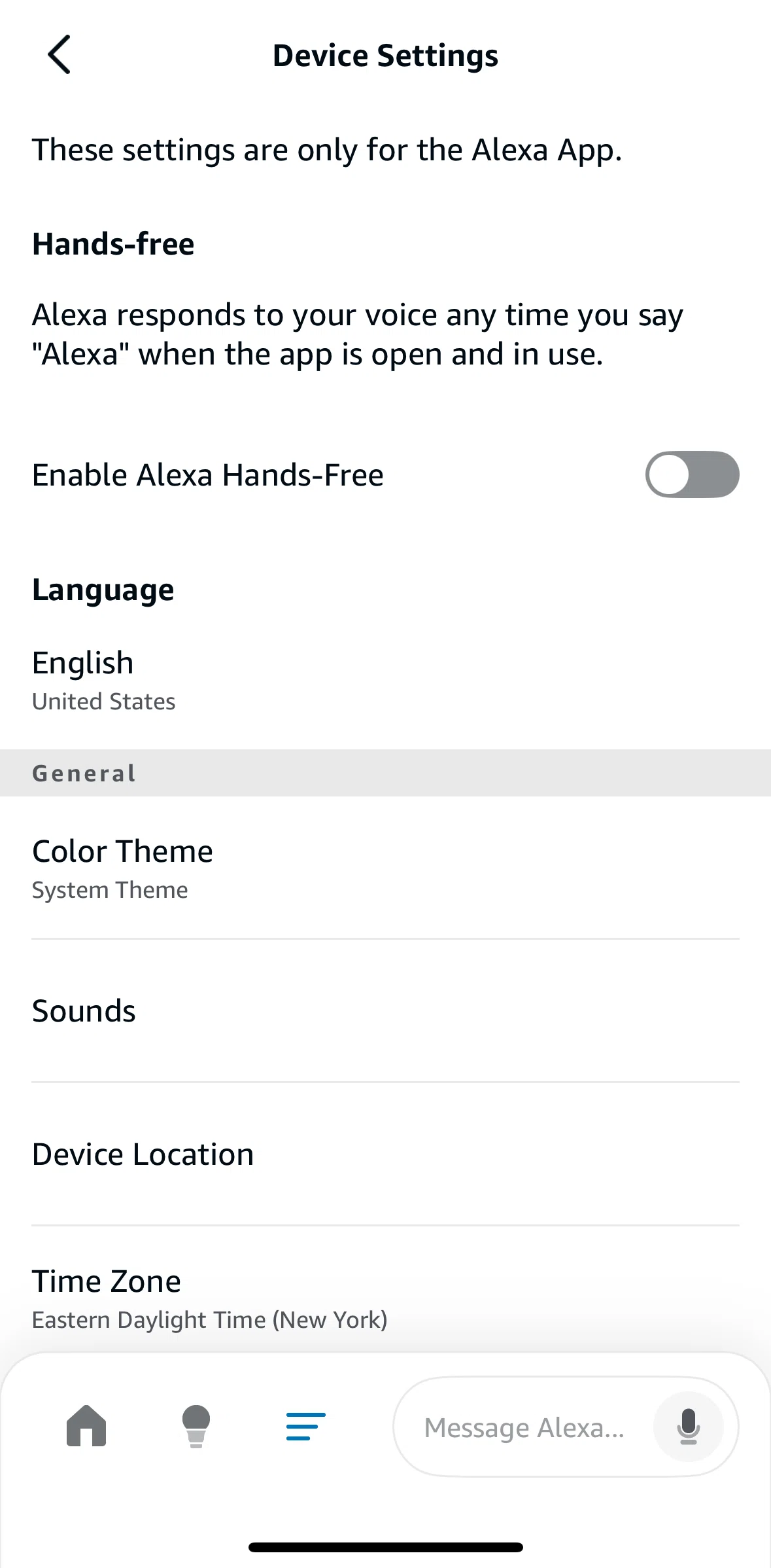 Amazon Alexa Screen screen in the Switching to dark mode flow
