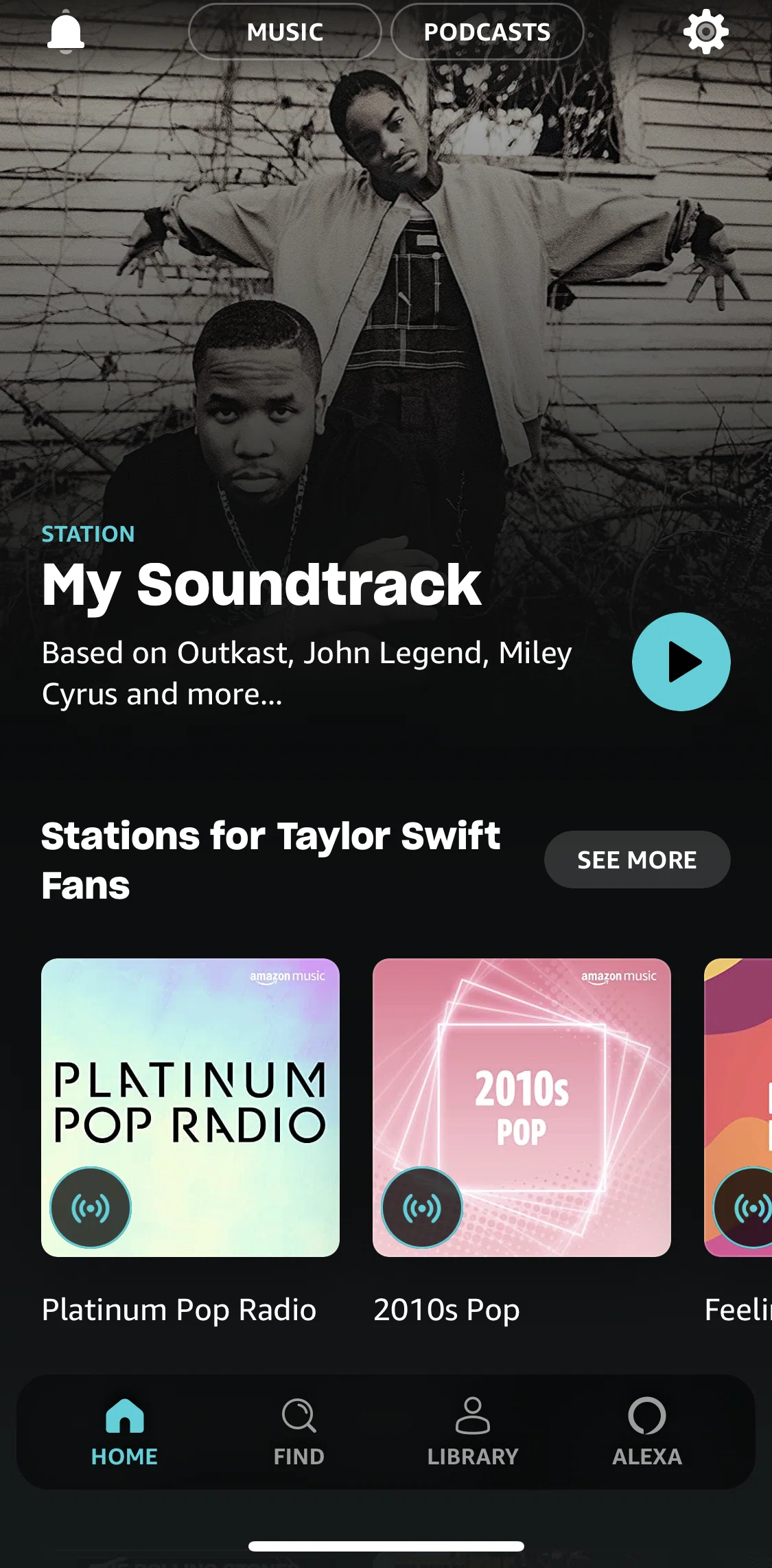 Amazon Music Screen screen in the Activity flow