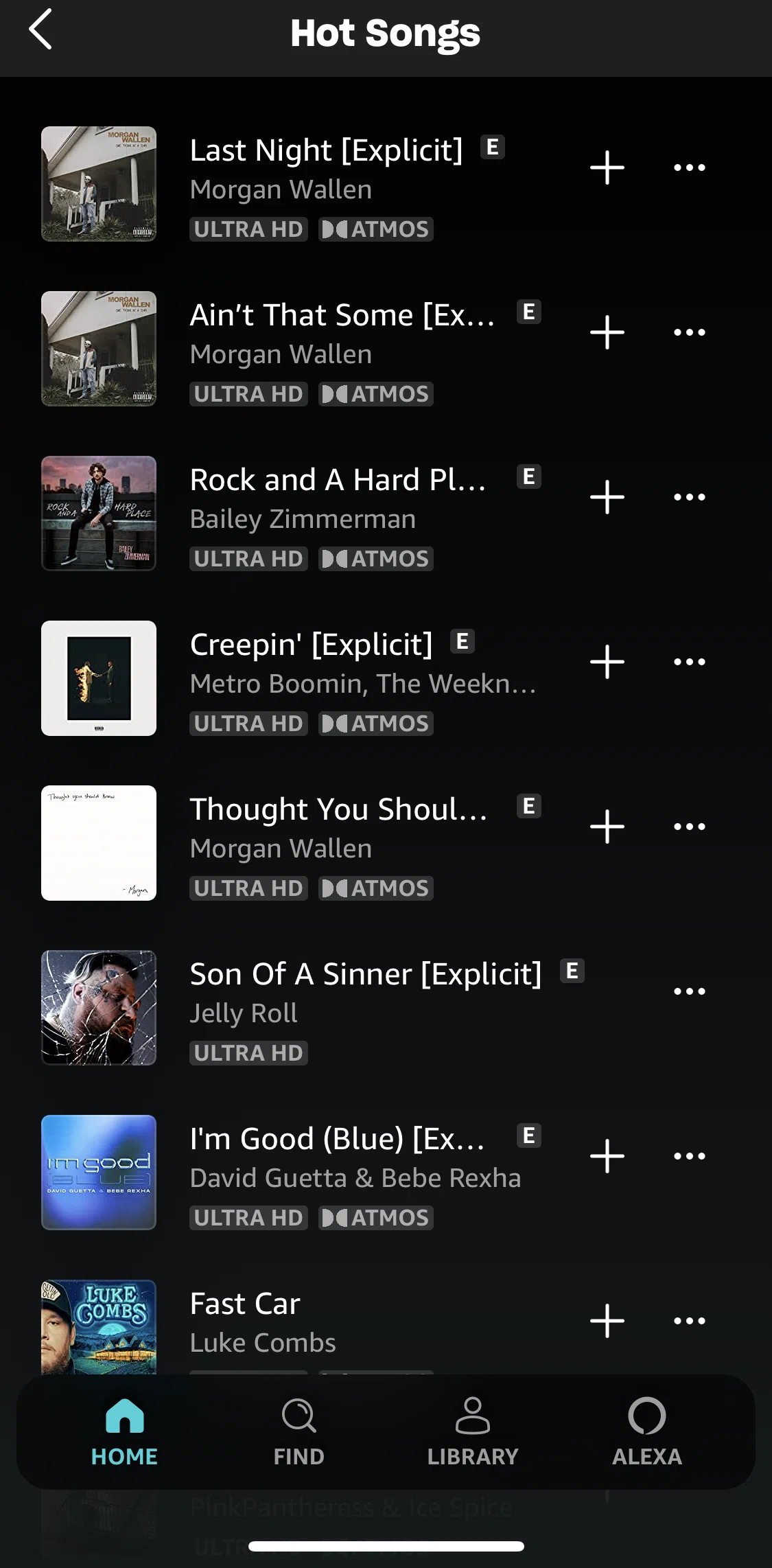 Amazon Music Screen screen in the Adding song to Library flow