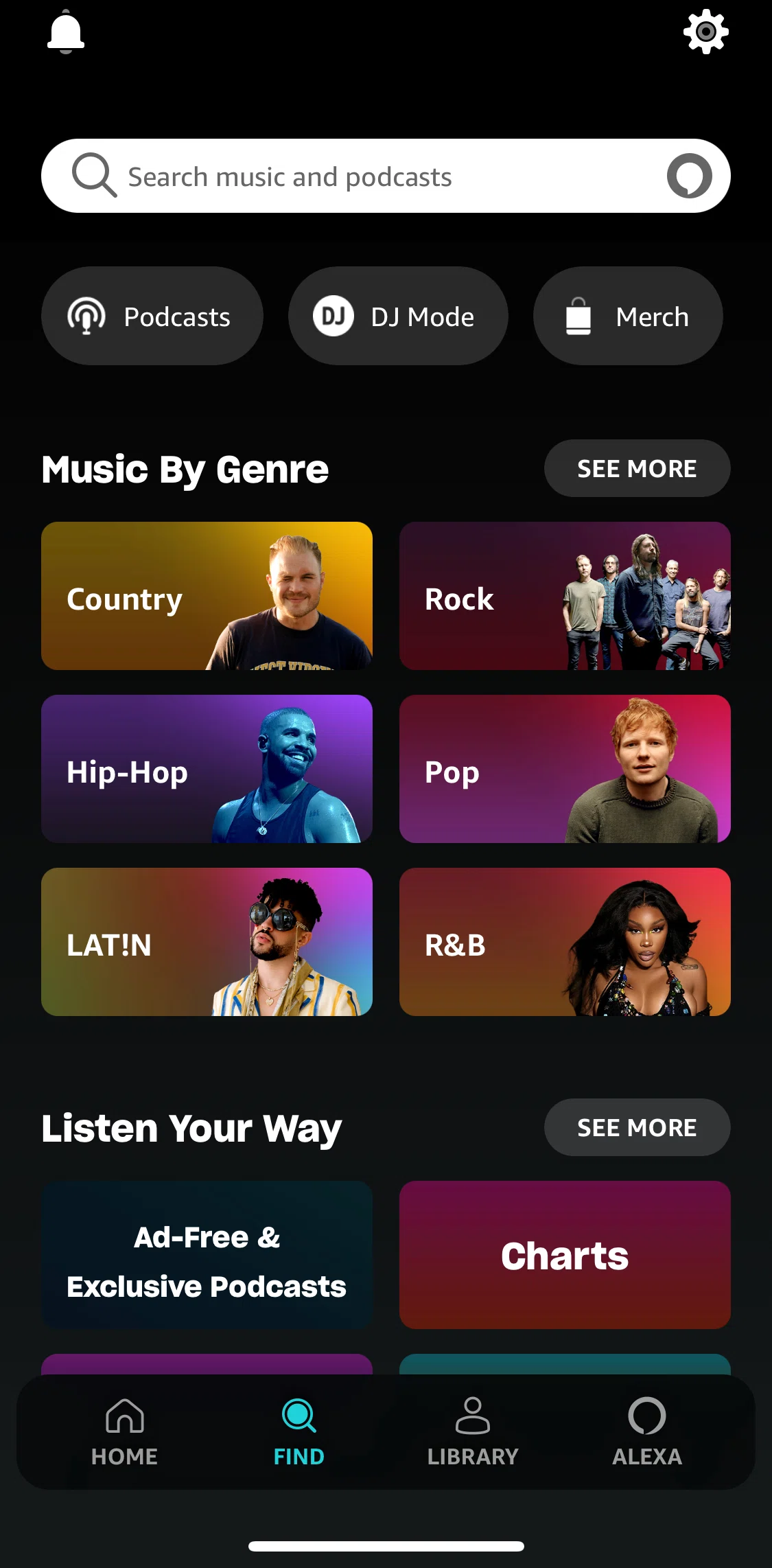 Amazon Music Screen screen in the Merch flow