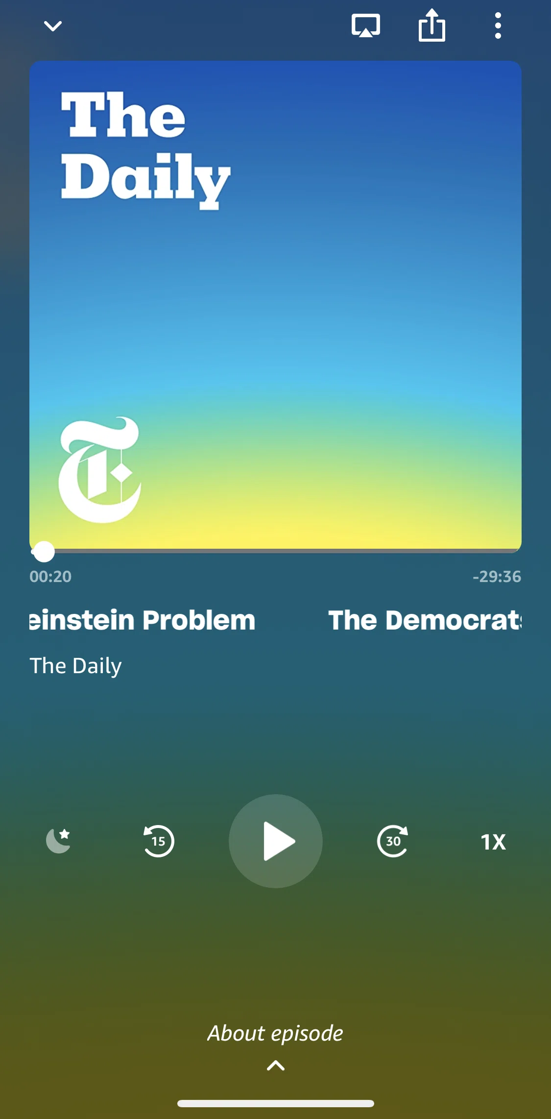 Amazon Music Screen screen in the Setting sleep timer flow