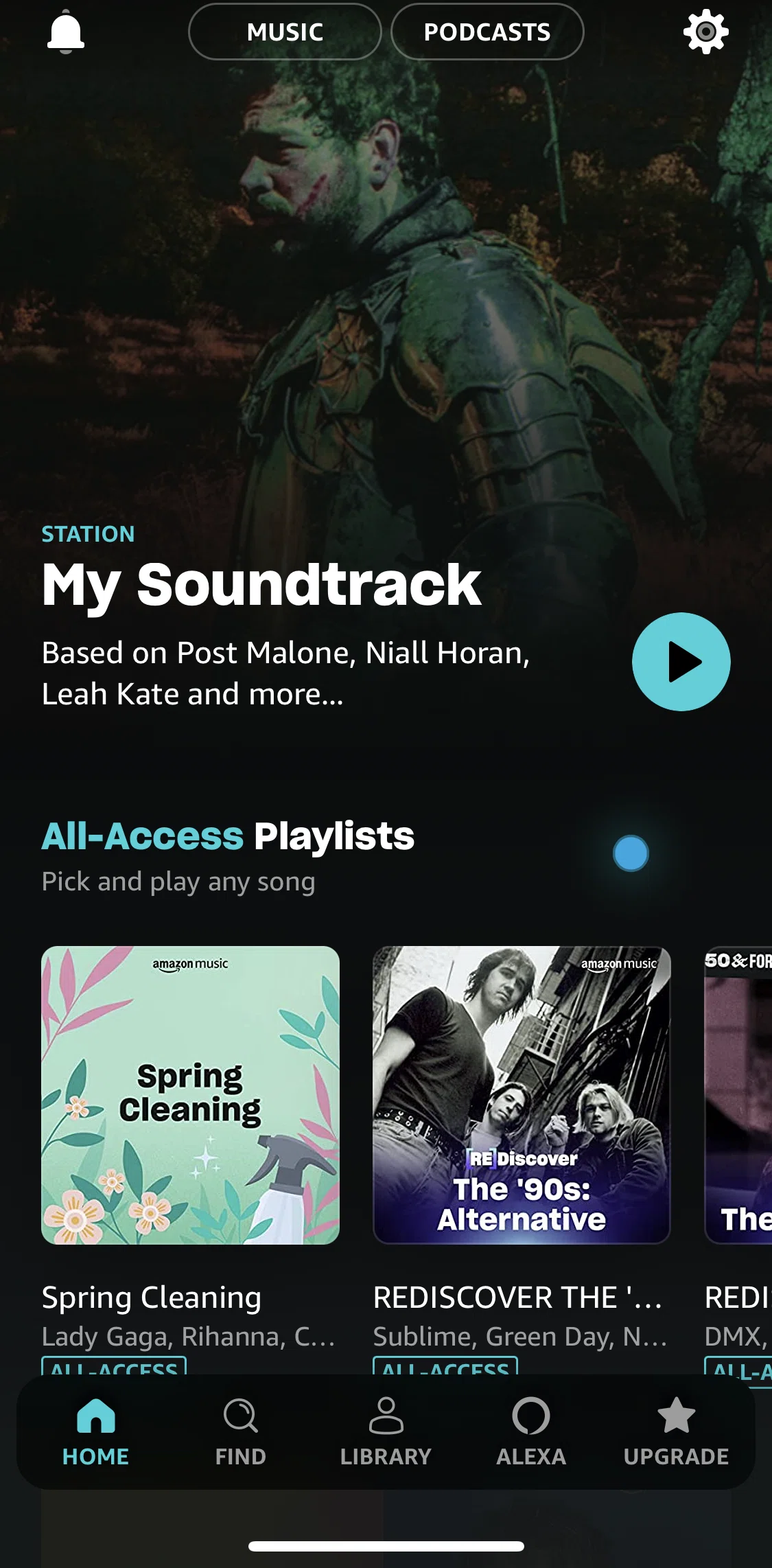 Amazon Music Screen screen in the Subscribing to Amazon Music Unlimited flow