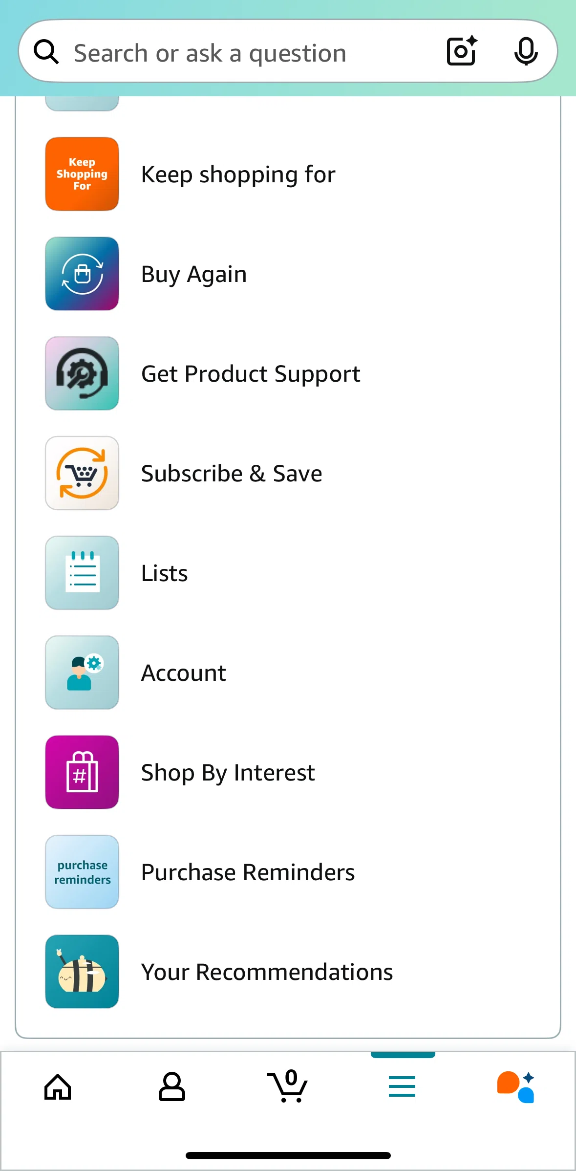 Amazon Shopping Screen screen in the About product support flow