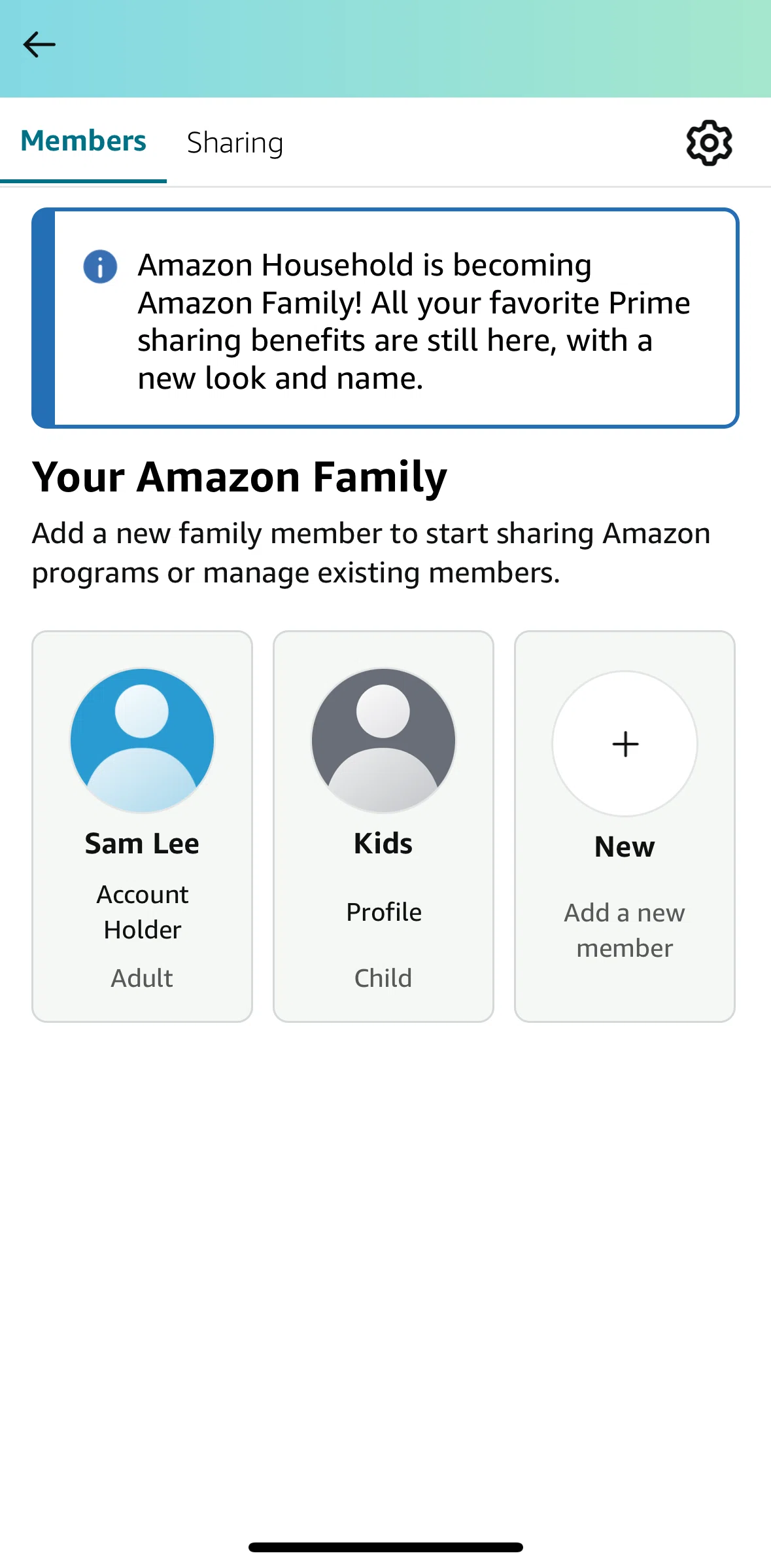 Amazon Shopping Screen screen in the Adding a family member flow