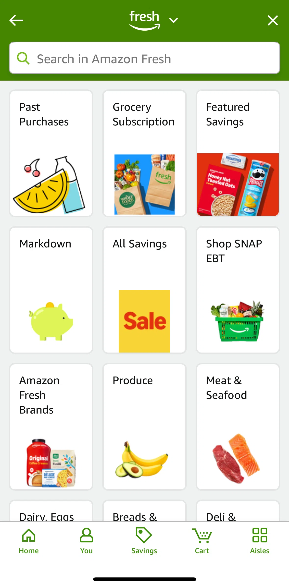 Amazon Shopping Screen screen in the Aisles flow