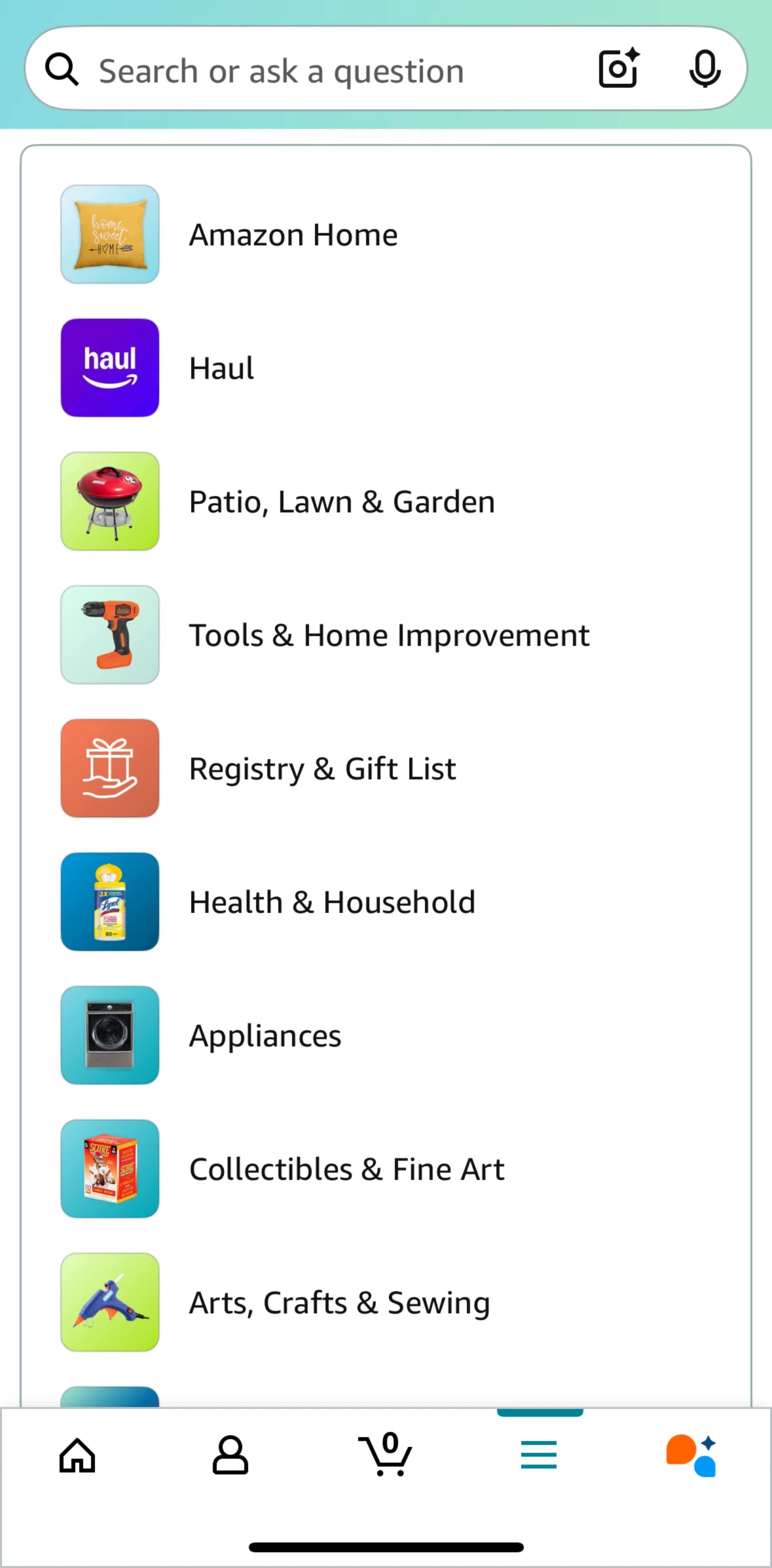 Amazon Shopping Screen screen in the Amazon Home flow