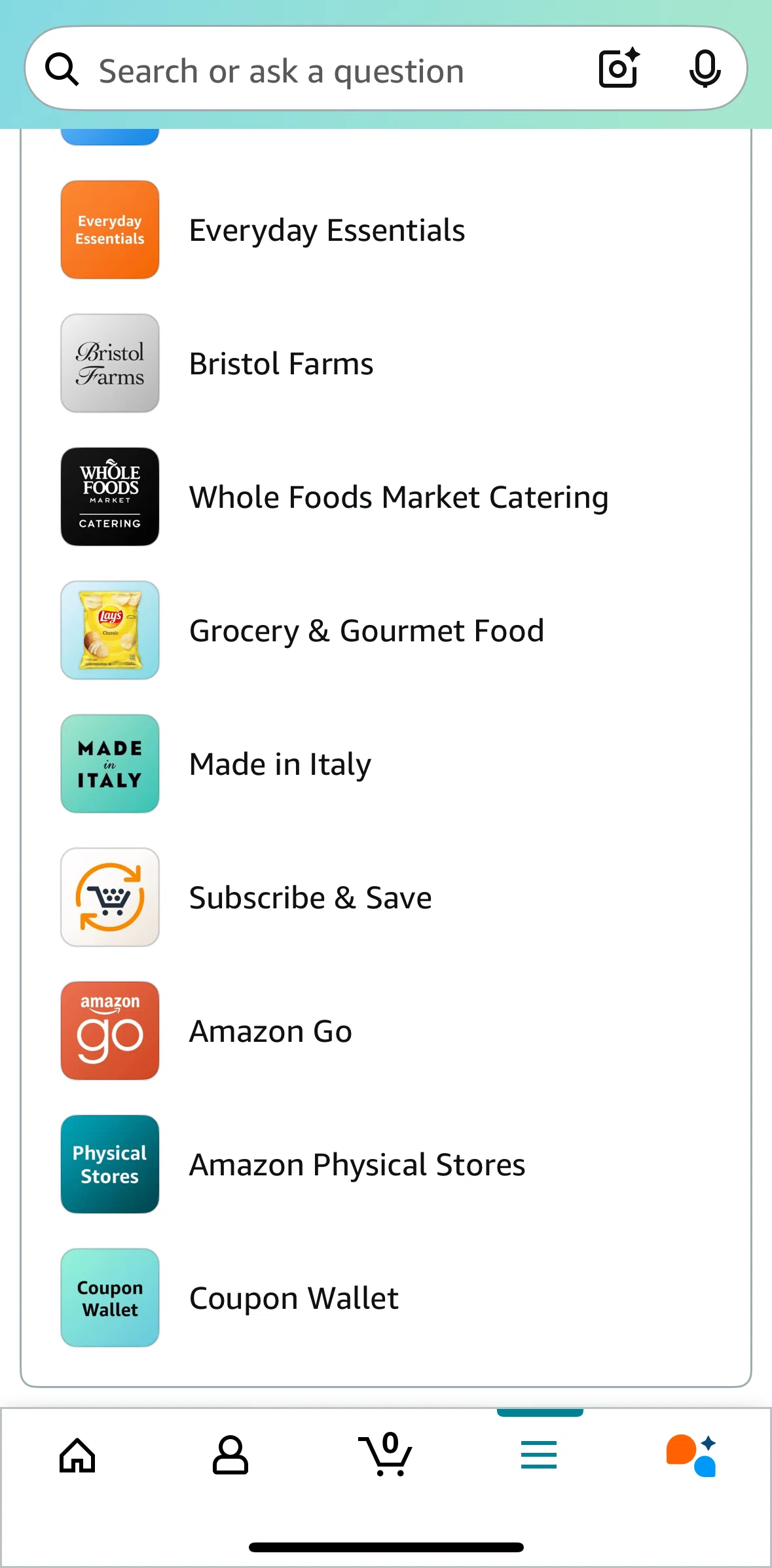 Amazon Shopping Screen screen in the Amazon Physical Stores flow