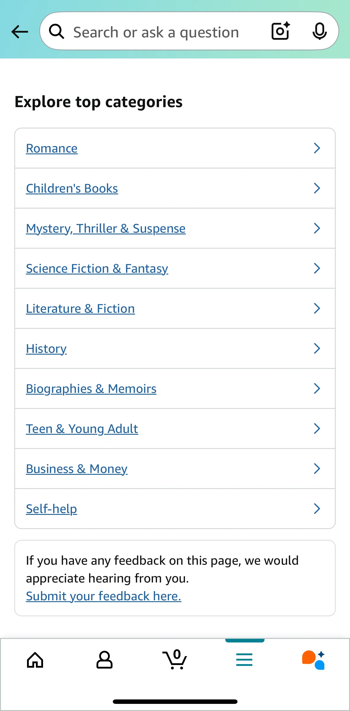 Amazon Shopping Screen screen in the Category detail (Kindle Store) flow