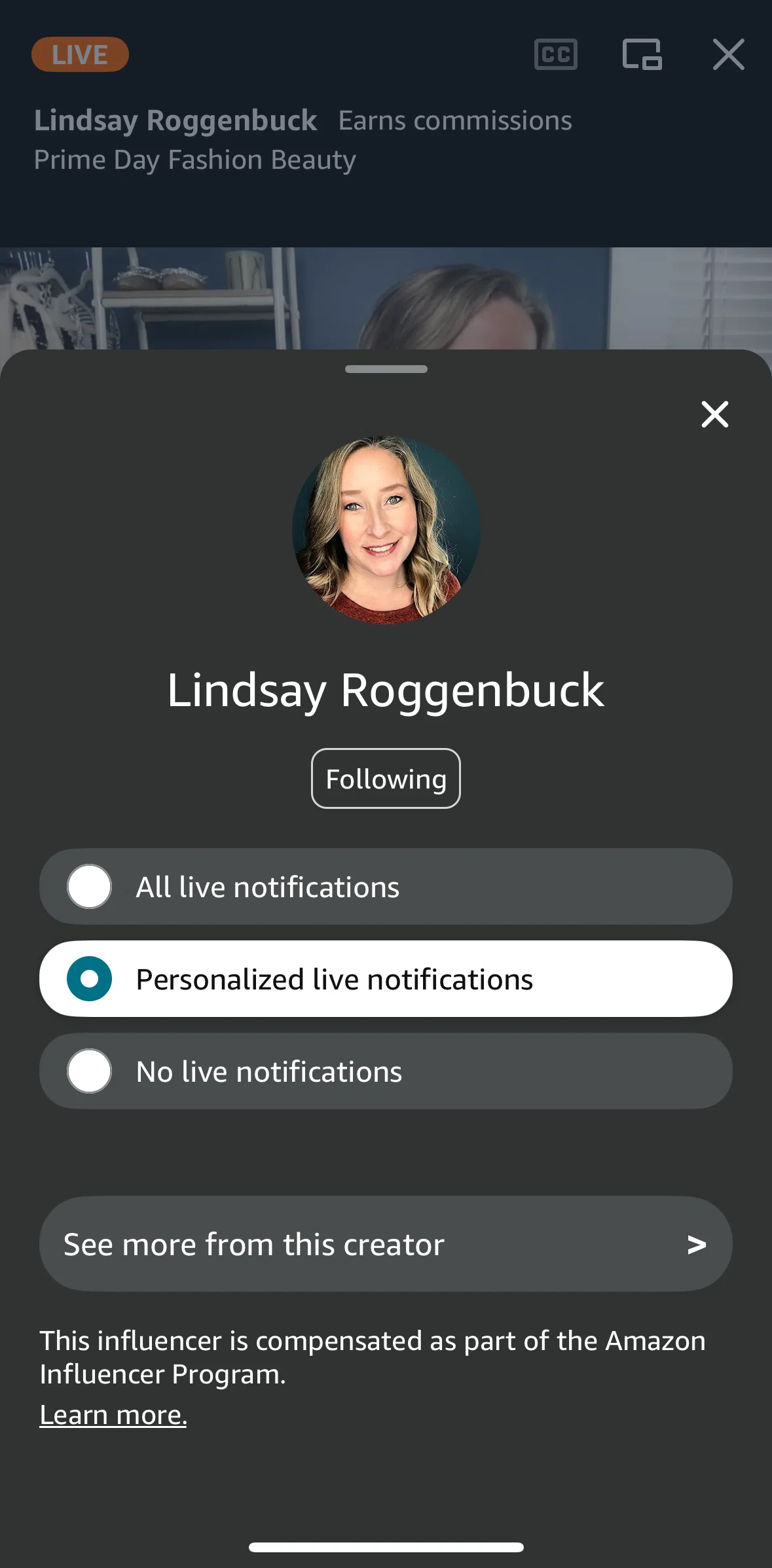 Amazon Shopping Screen screen in the Changing notification settings flow