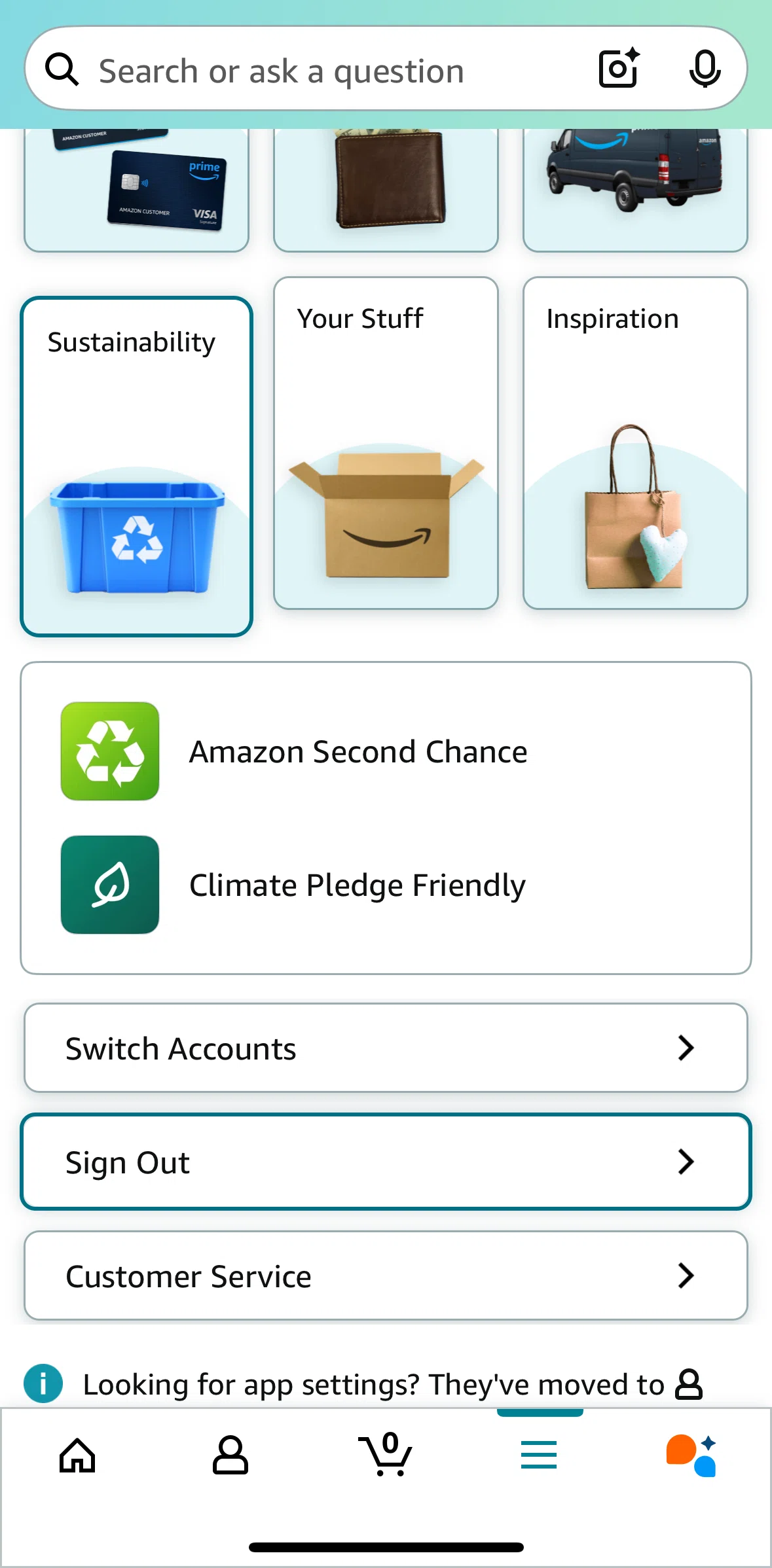 Amazon Shopping Screen screen in the Climate pledge friendly flow