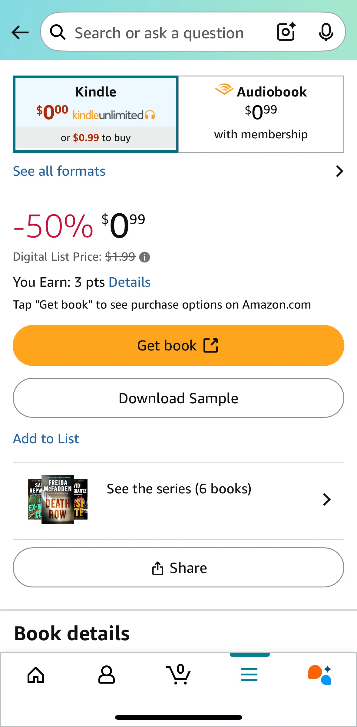 Amazon Shopping Screen screen in the Collection detail (Prime Reading) flow