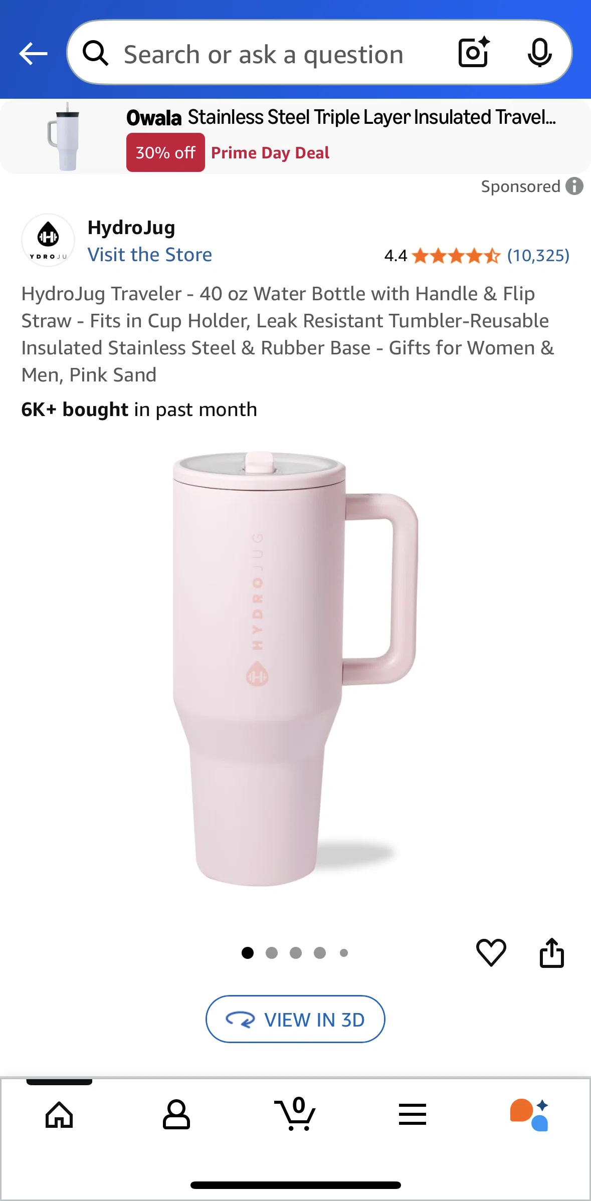 Amazon Shopping Screen screen in the Copying a link flow