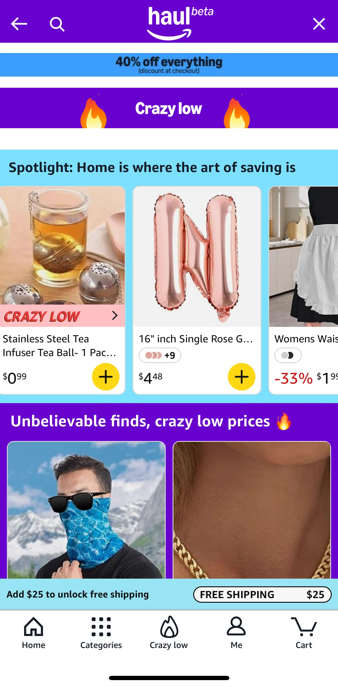Amazon Shopping Screen screen in the Crazy low flow