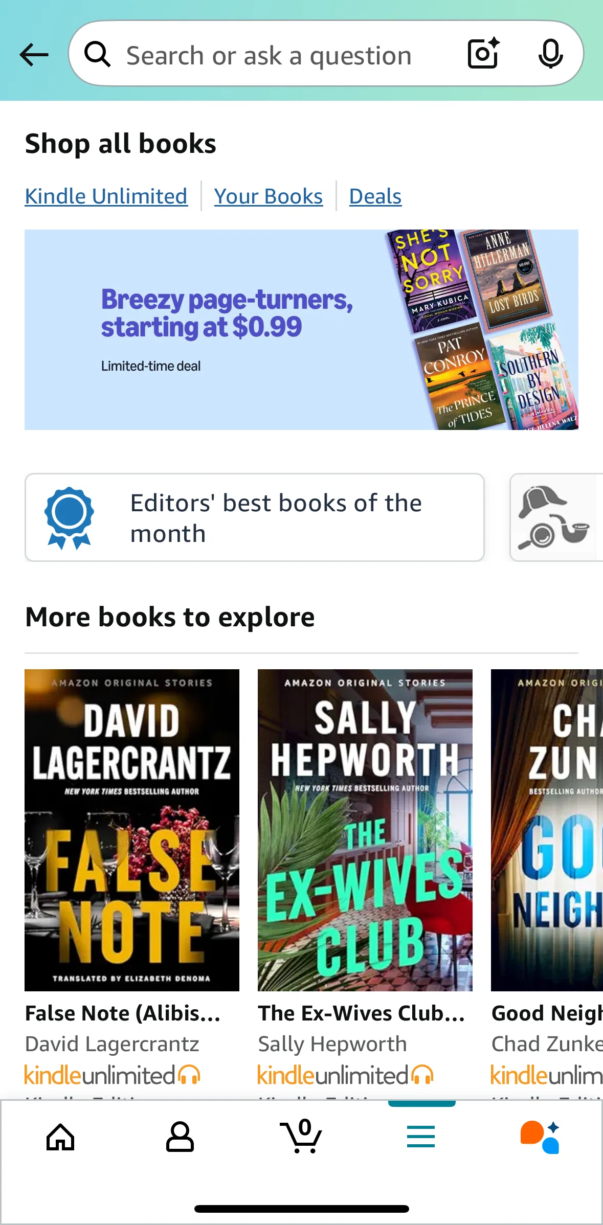 Amazon Shopping Screen screen in the Editors' picks flow