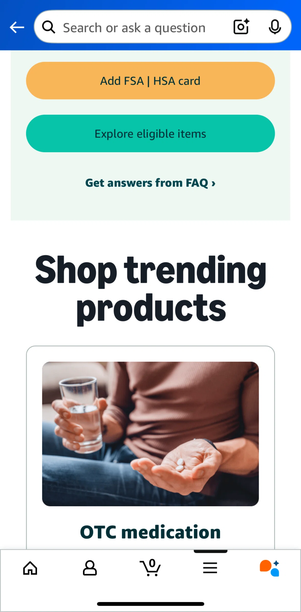 Amazon Shopping Screen screen in the Eligible items flow
