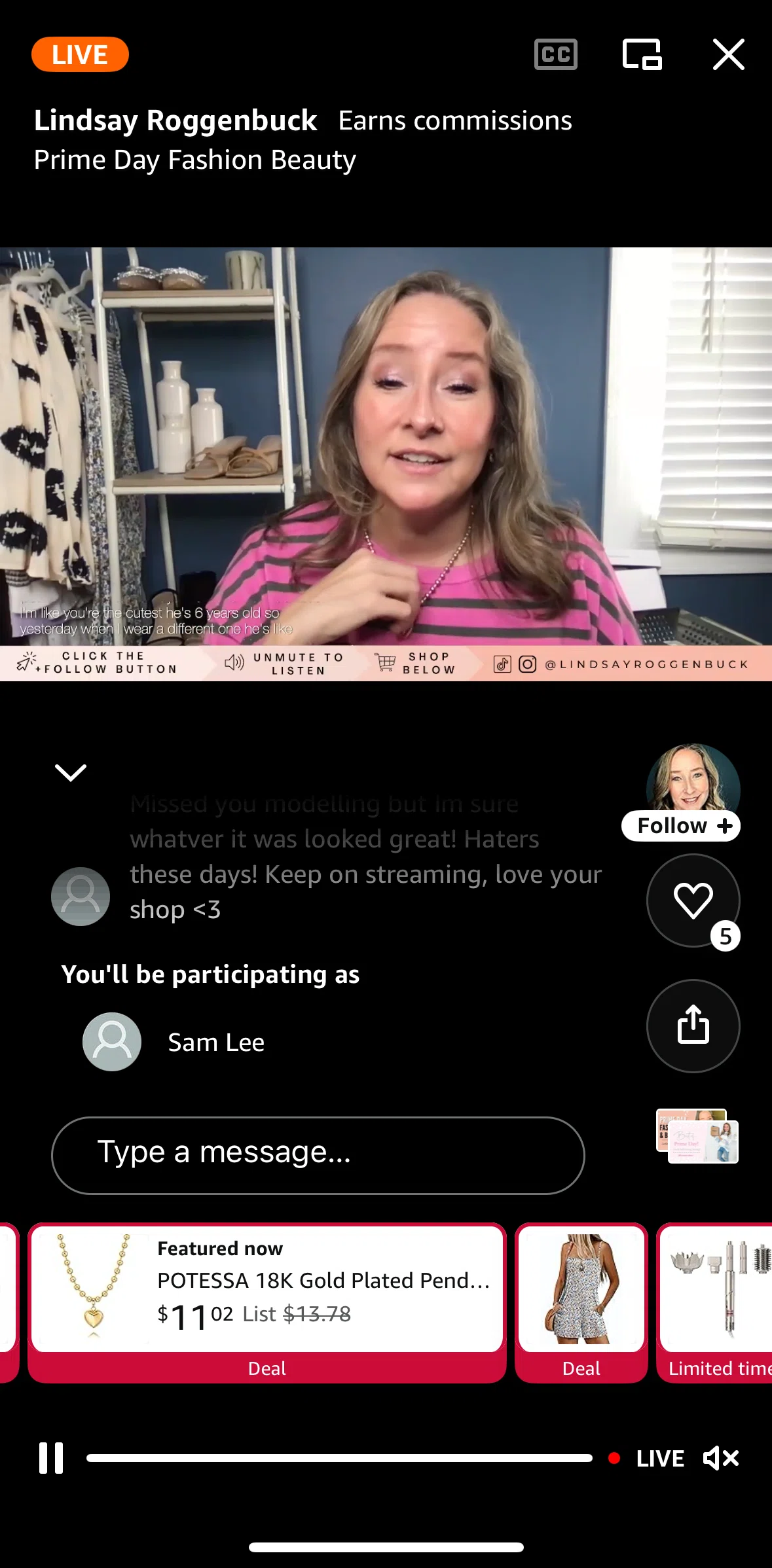 Amazon Shopping Screen screen in the Following a creator (Amazon Live) flow