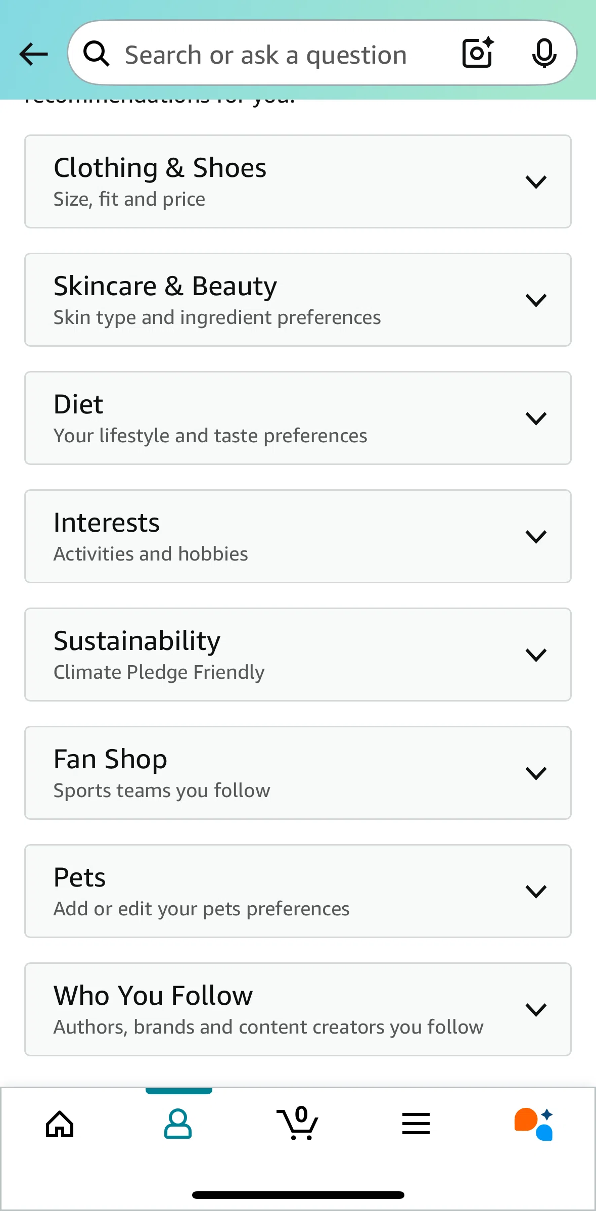 Amazon Shopping Screen screen in the Following flow