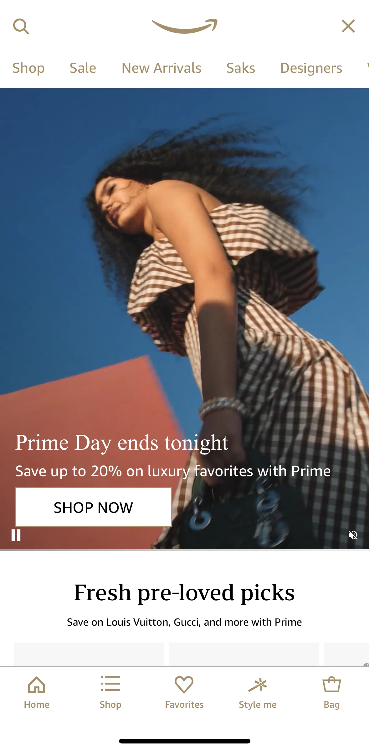 Amazon Shopping Screen screen in the Home (Luxury Stores) flow
