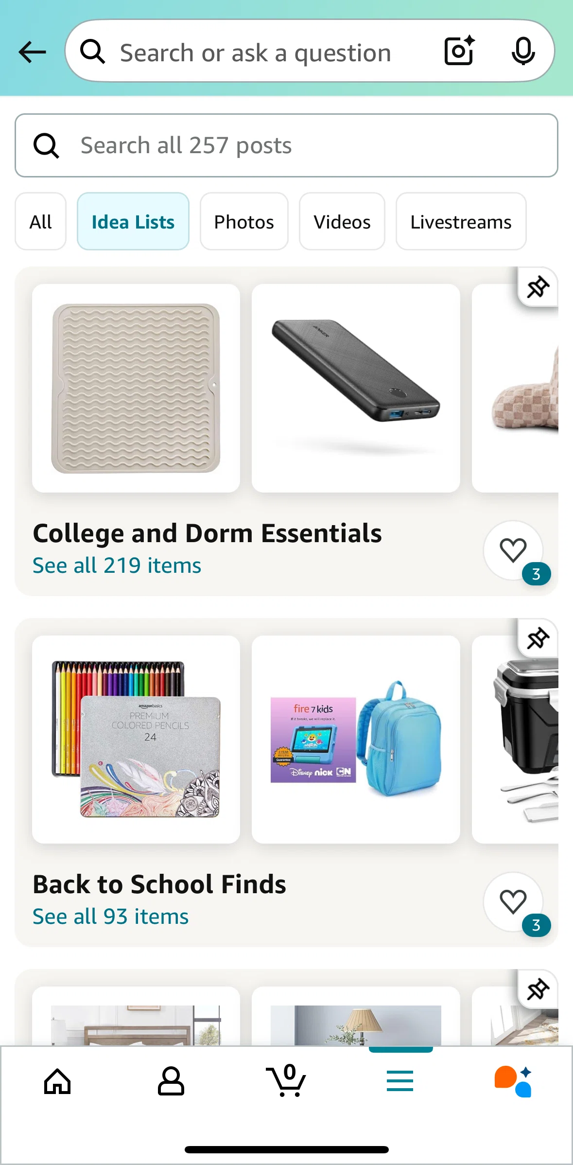 Amazon Shopping Screen screen in the Idea list detail flow
