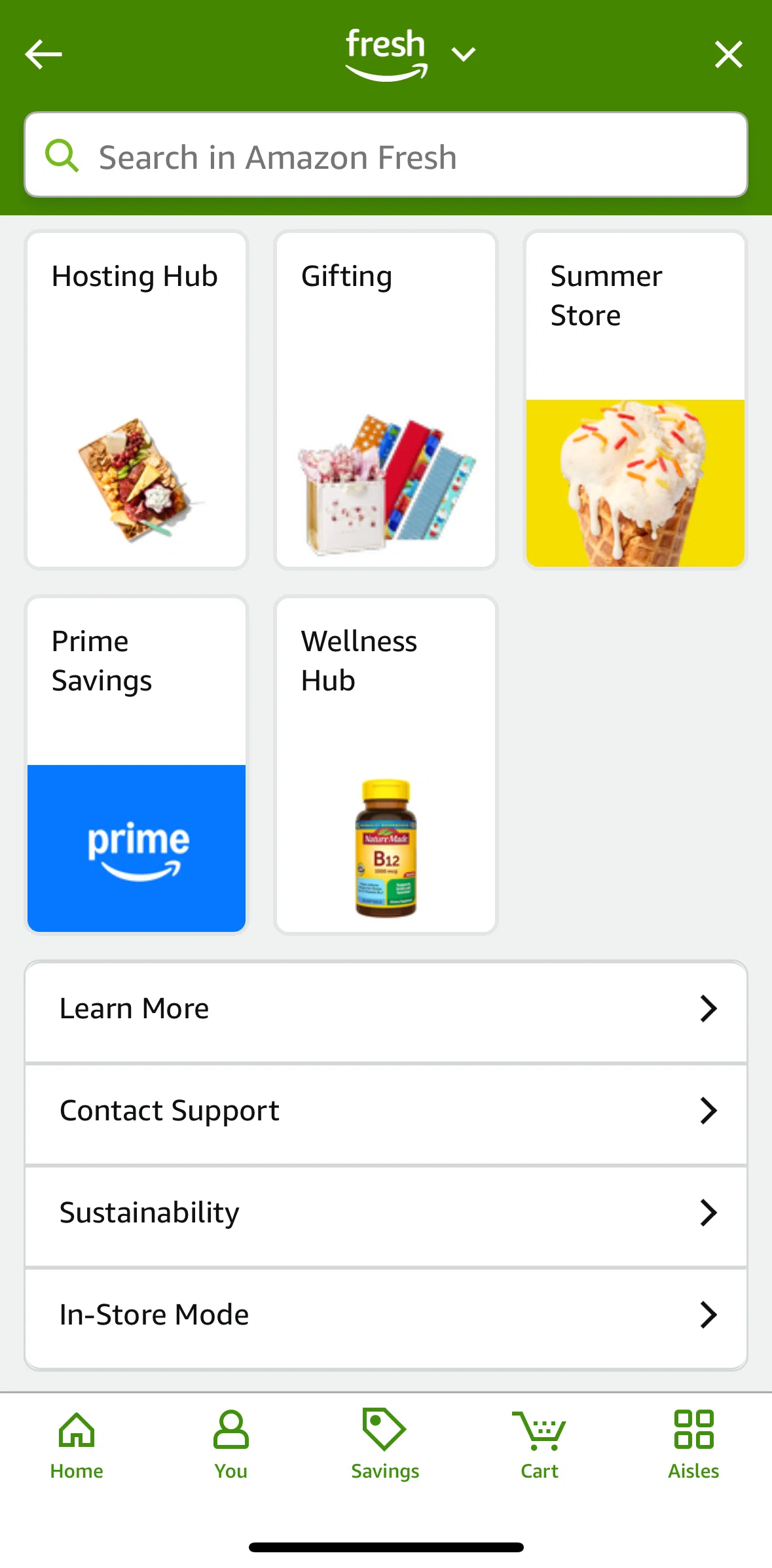 Amazon Shopping Screen screen in the In-store mode flow