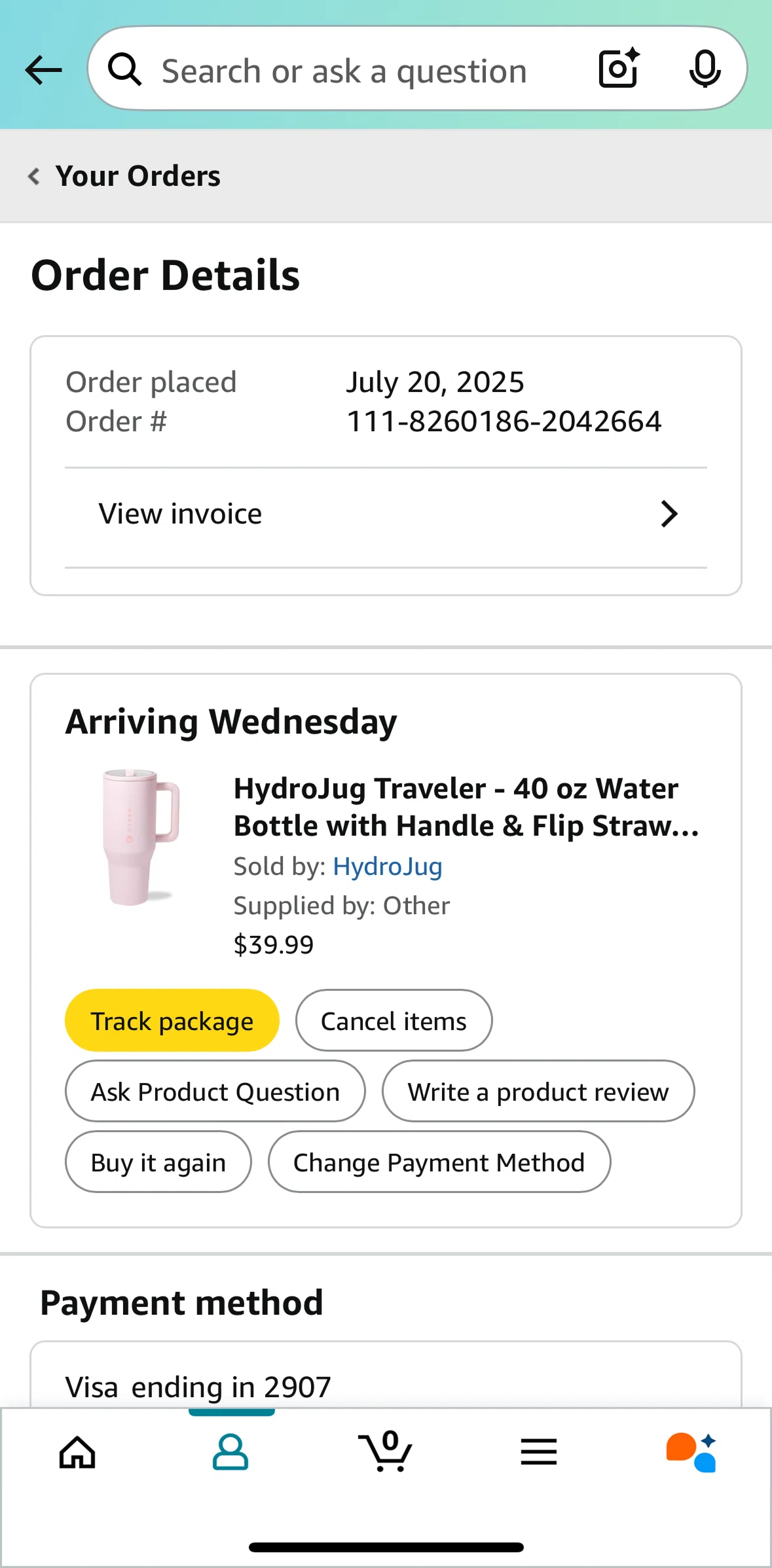 Amazon Shopping Screen screen in the Invoice flow