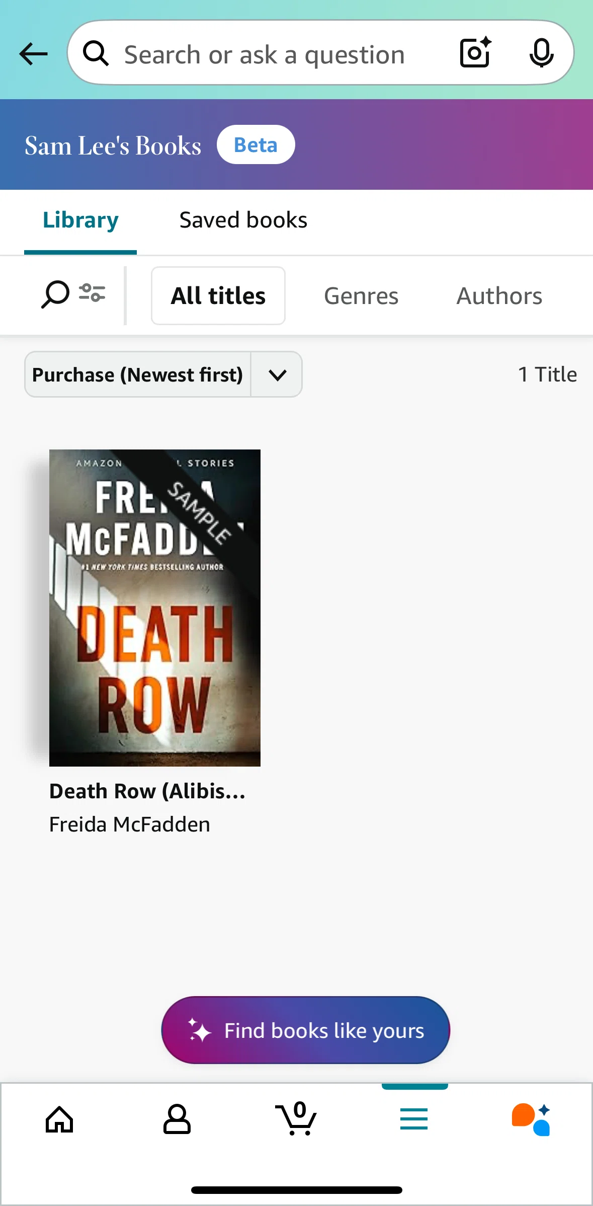 Amazon Shopping Screen screen in the Library flow
