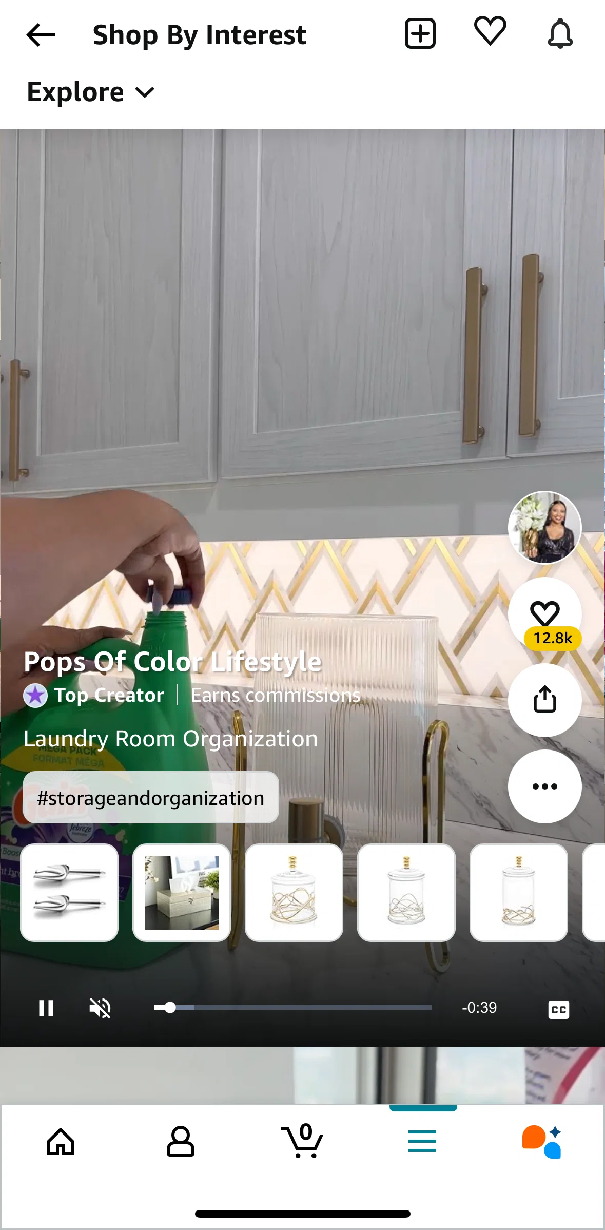 Amazon Shopping Screen screen in the Liking a post flow