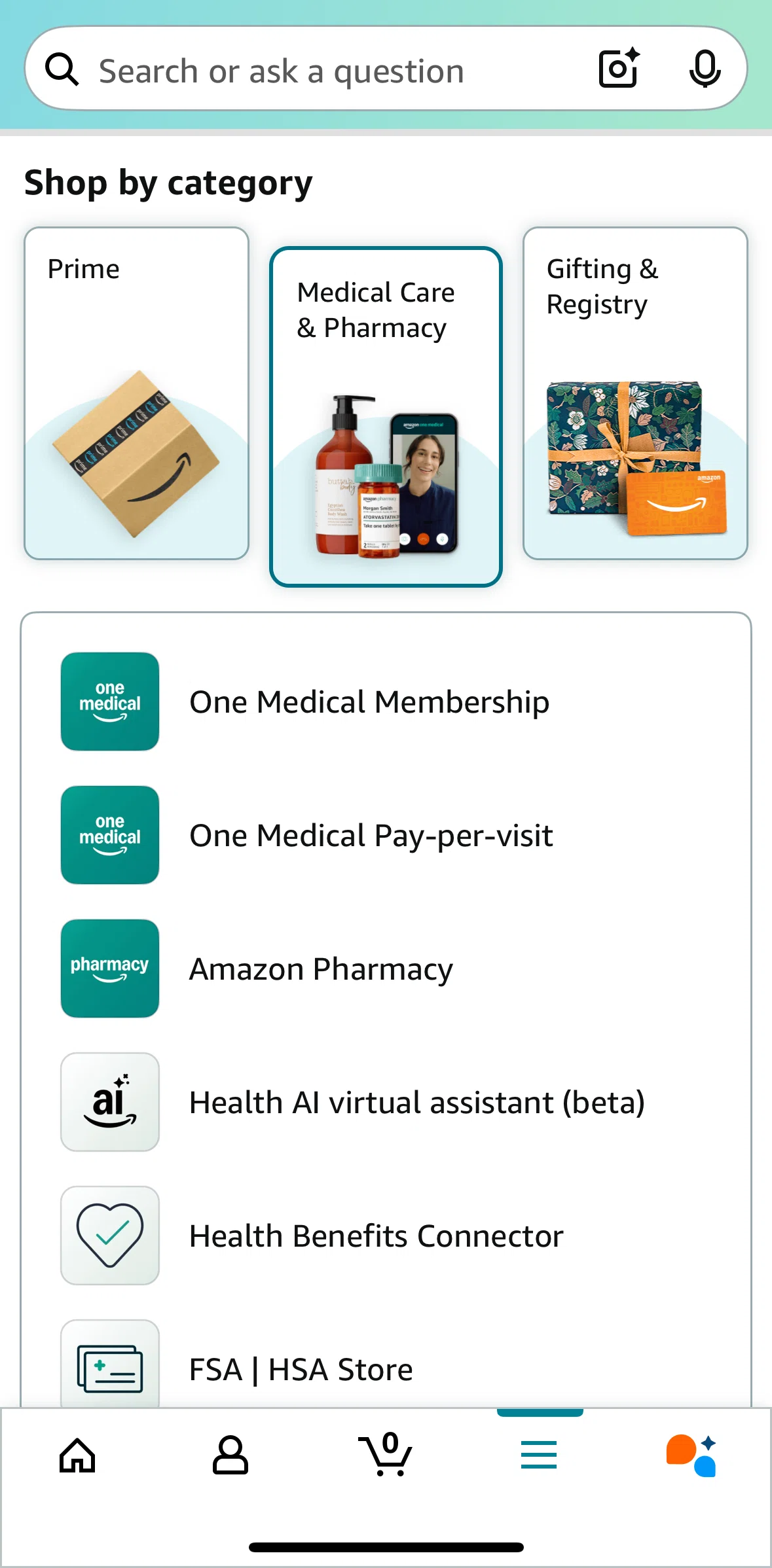 Amazon Shopping Screen screen in the One medical membership flow