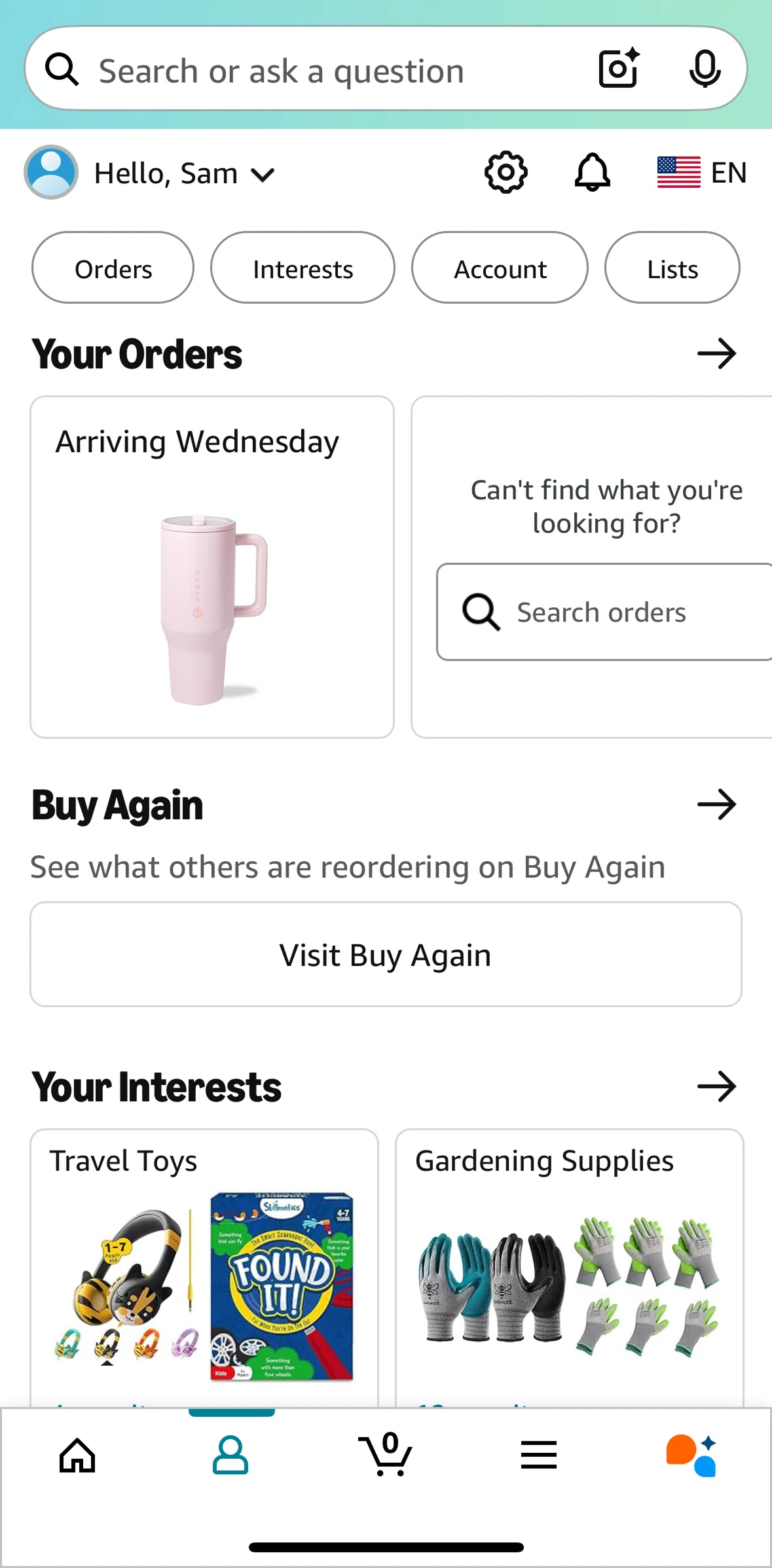Amazon Shopping Screen screen in the Orders flow