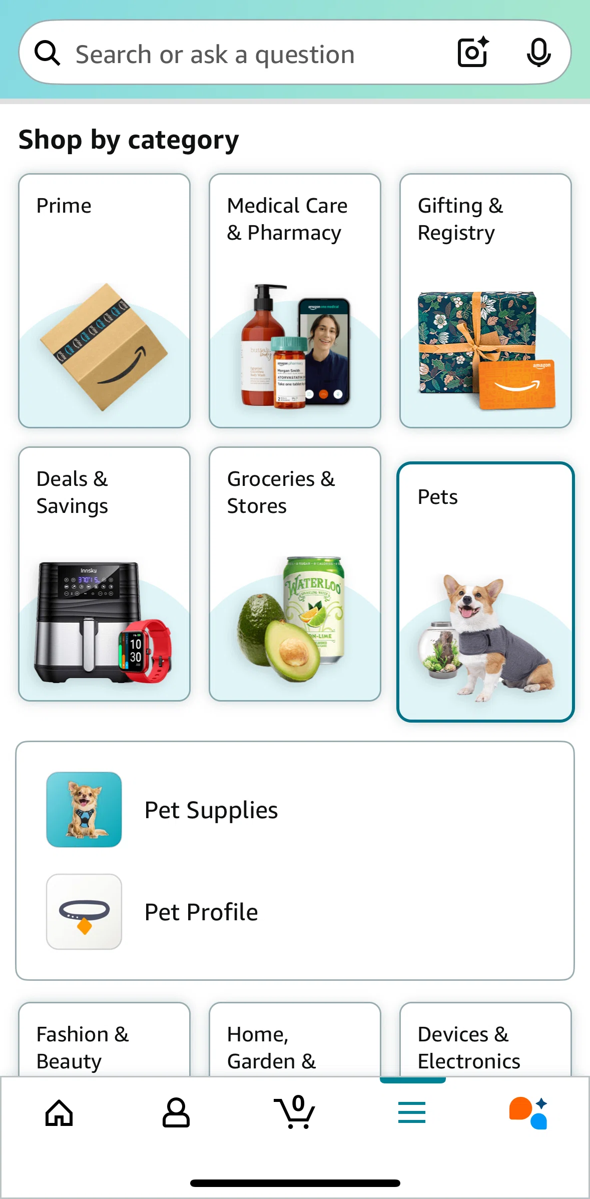 Amazon Shopping Screen screen in the Pet supplies flow